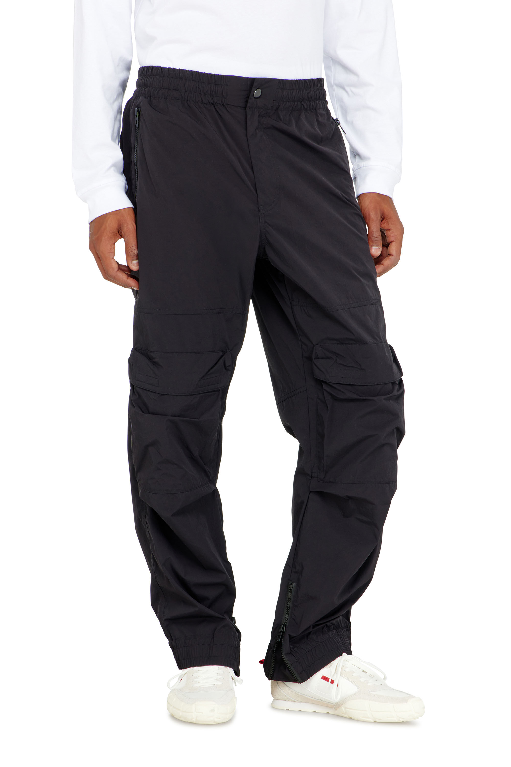 Diesel - P-BEECK-WRD-AKAD, Man's Nylon pants with cargo pockets in Black - 3