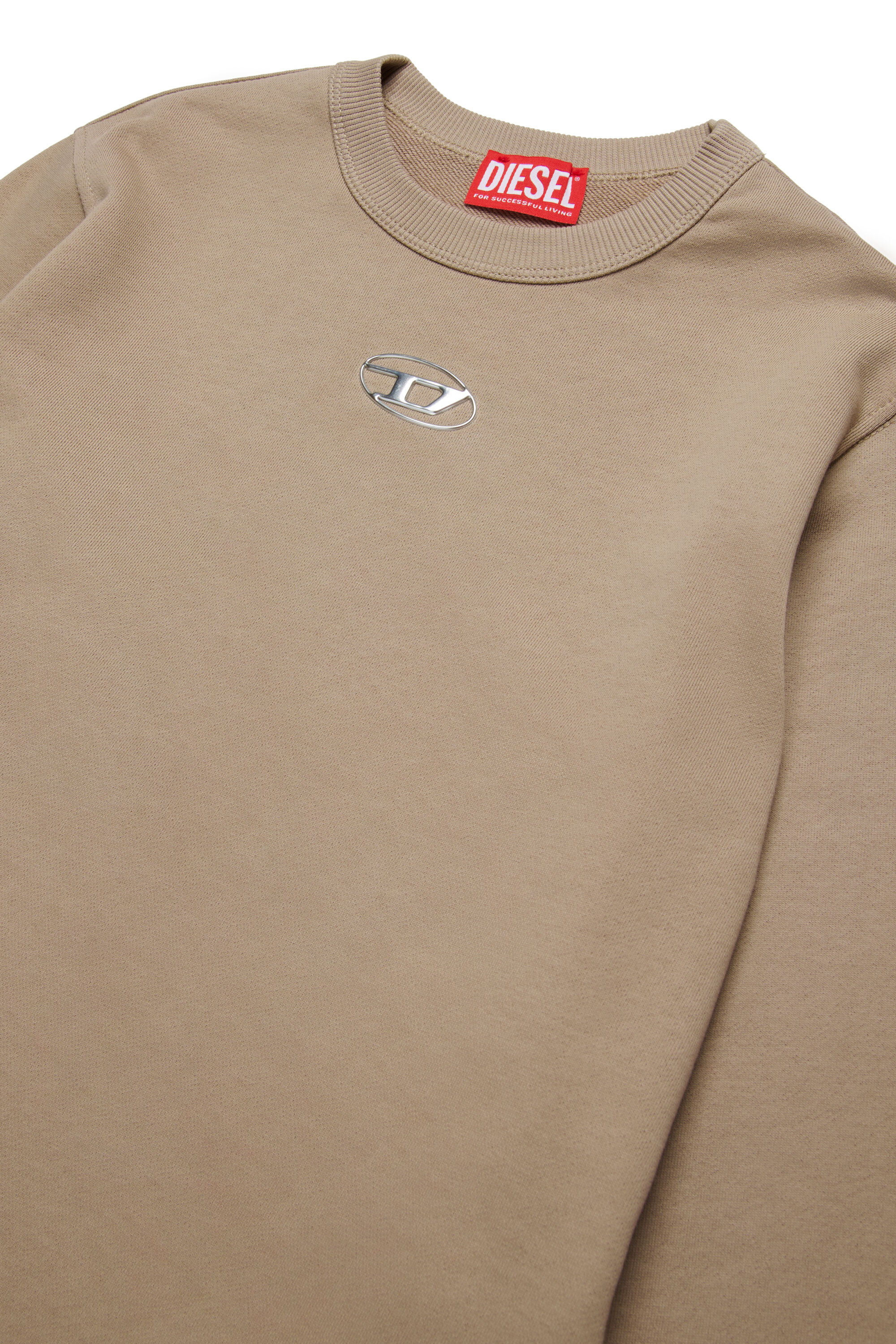 Diesel - SMACSISOD OVER, Male's Sweatshirt with metal-look Oval D logo in Light Brown - 3