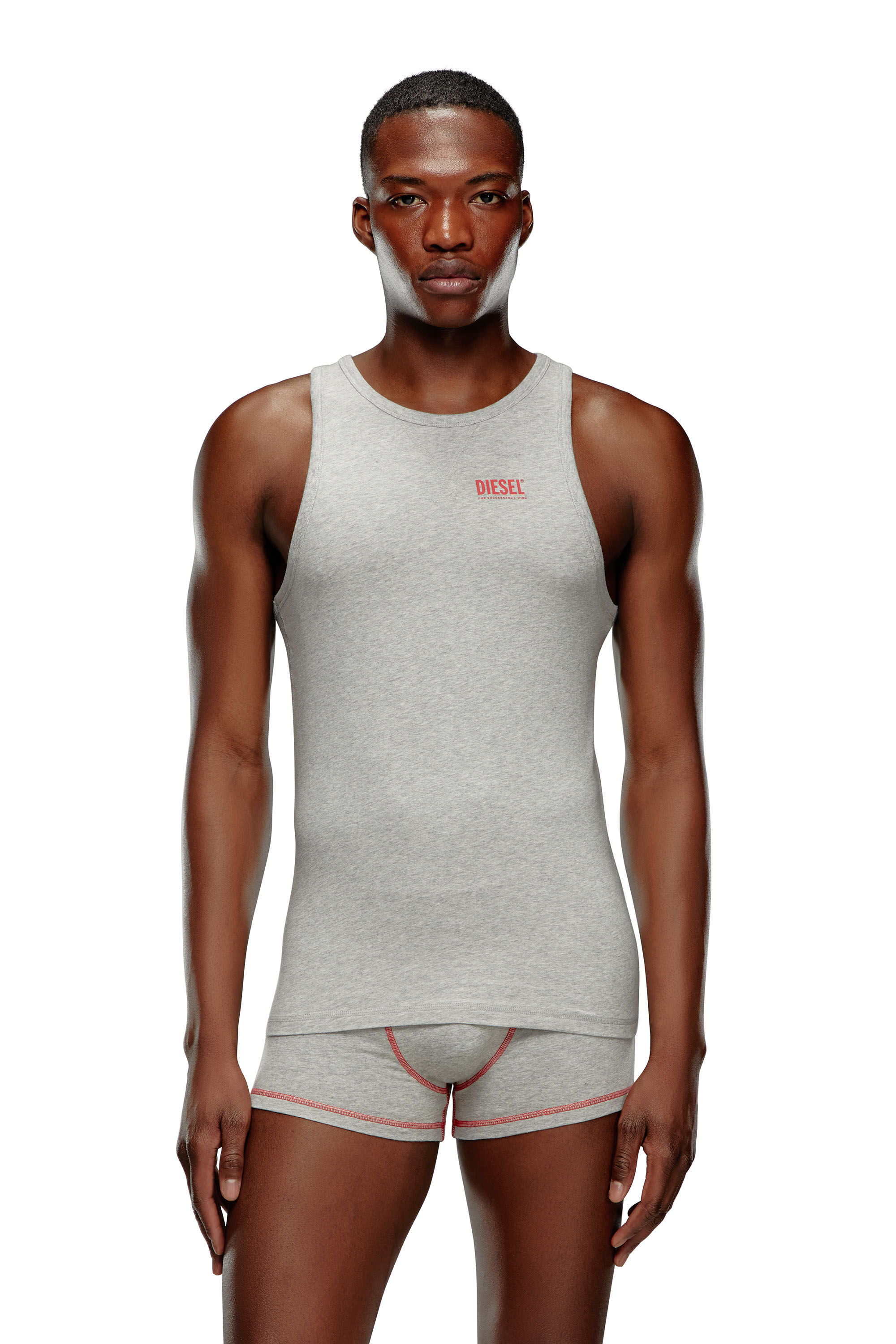 Diesel - UMTK-JOHNNY, Débardeur avec logo imprimé Homme in Gris - 4