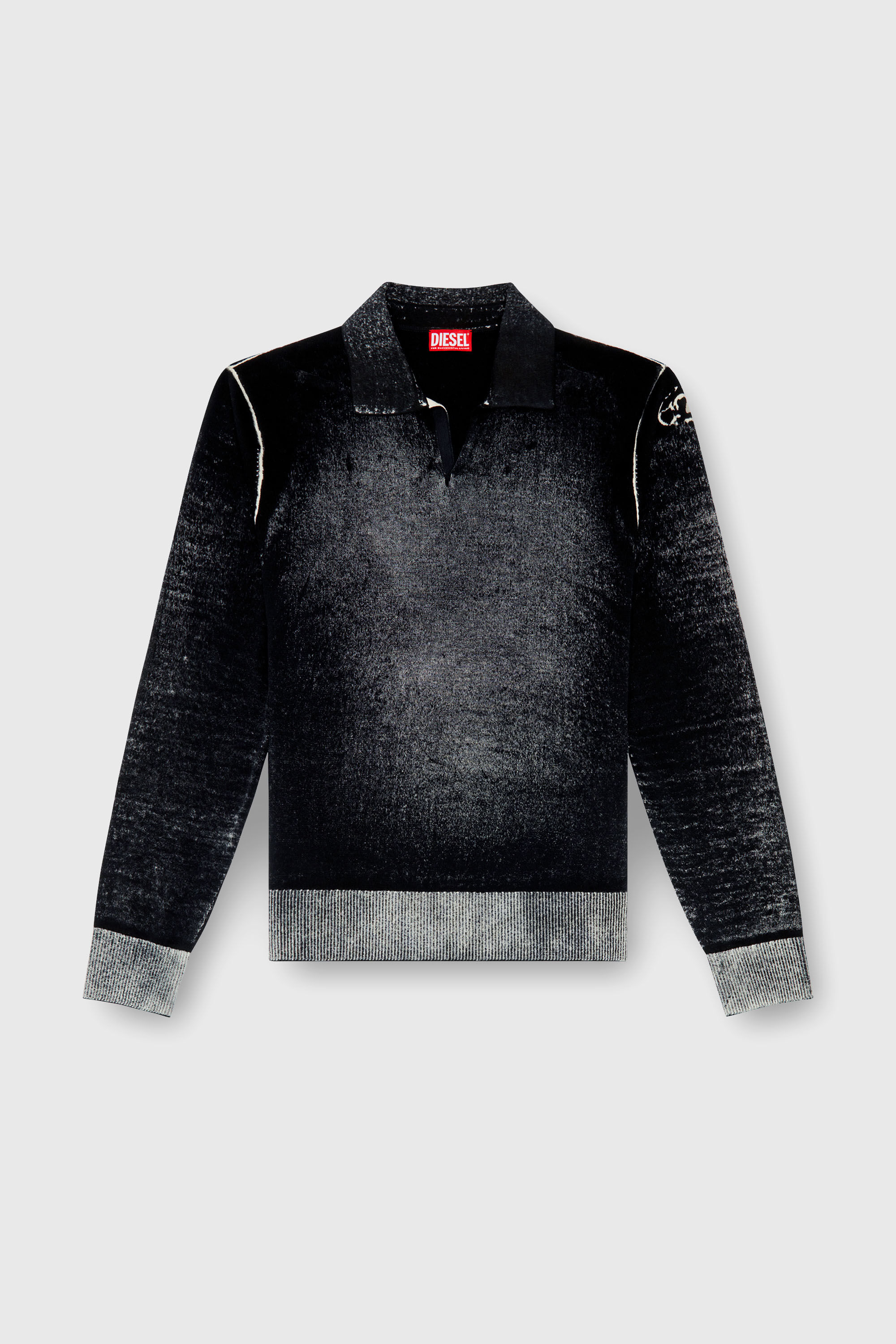 Men's Reverse-print polo jumper | Black | Diesel US