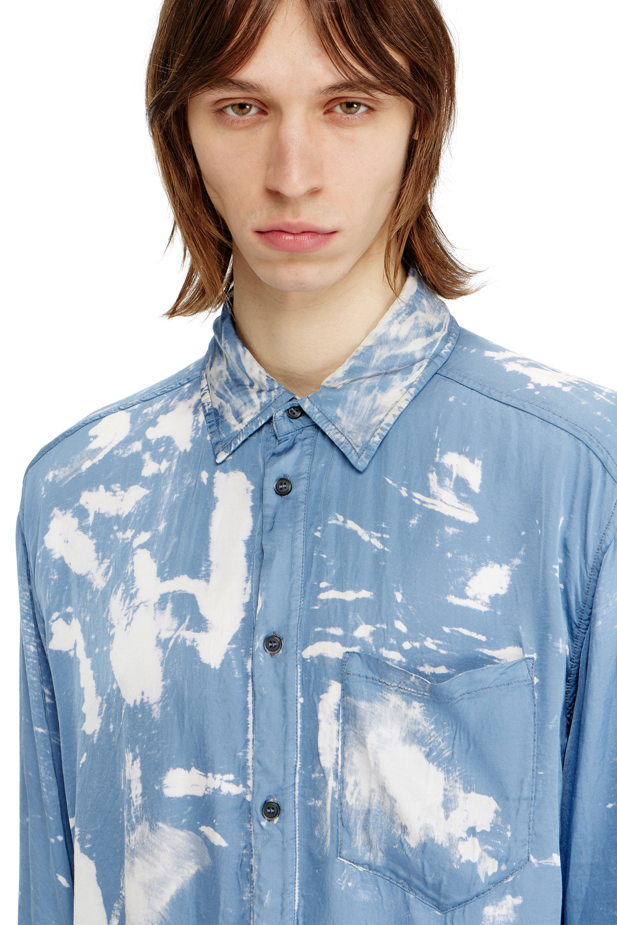 Diesel - S-RAMON-PLAIN, Man's Shirt with X-ray effect in Light Blue - 4