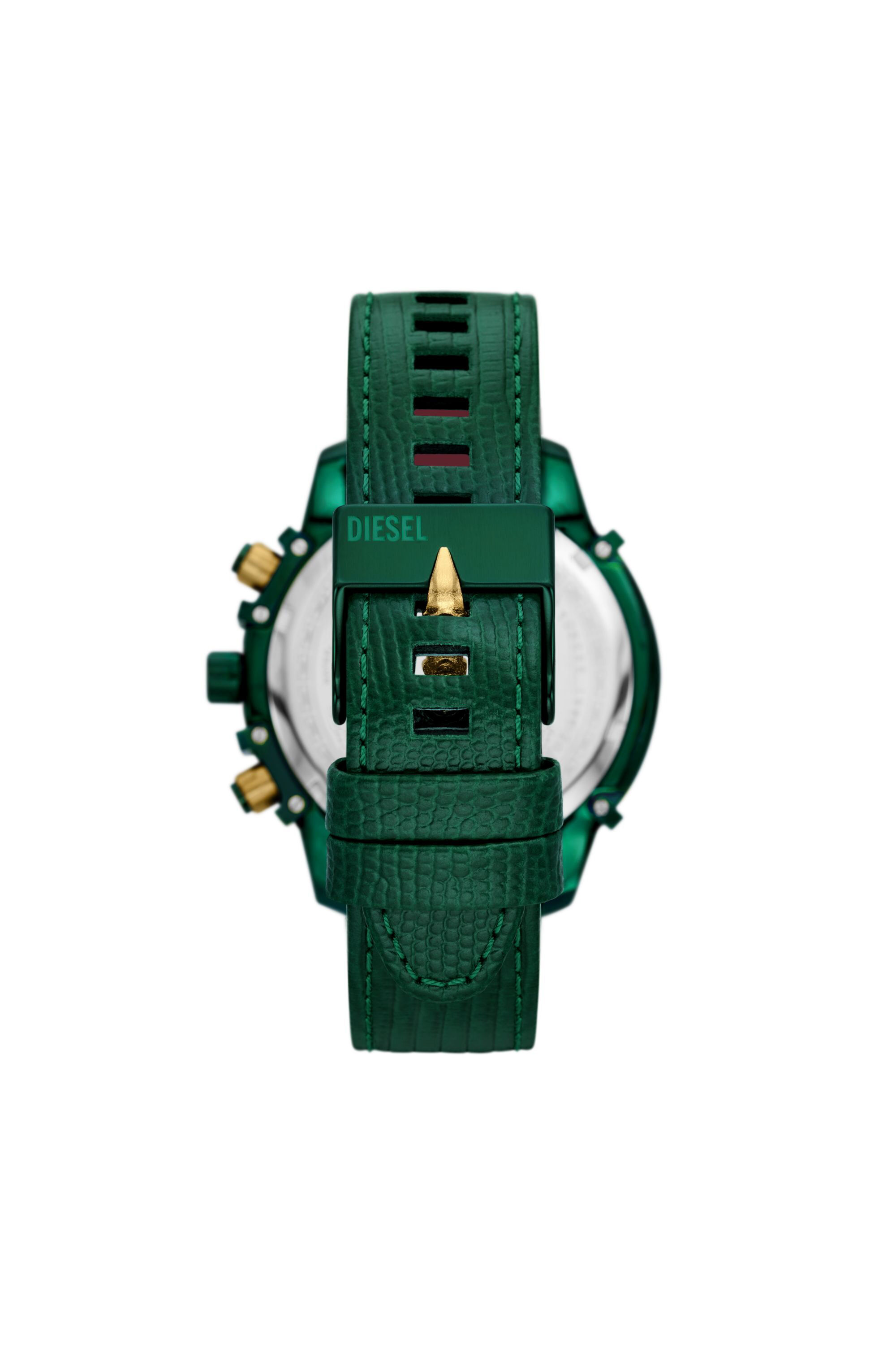 Diesel - DZ4651, Male's Griffed chronograph green leather watch in Green - 2