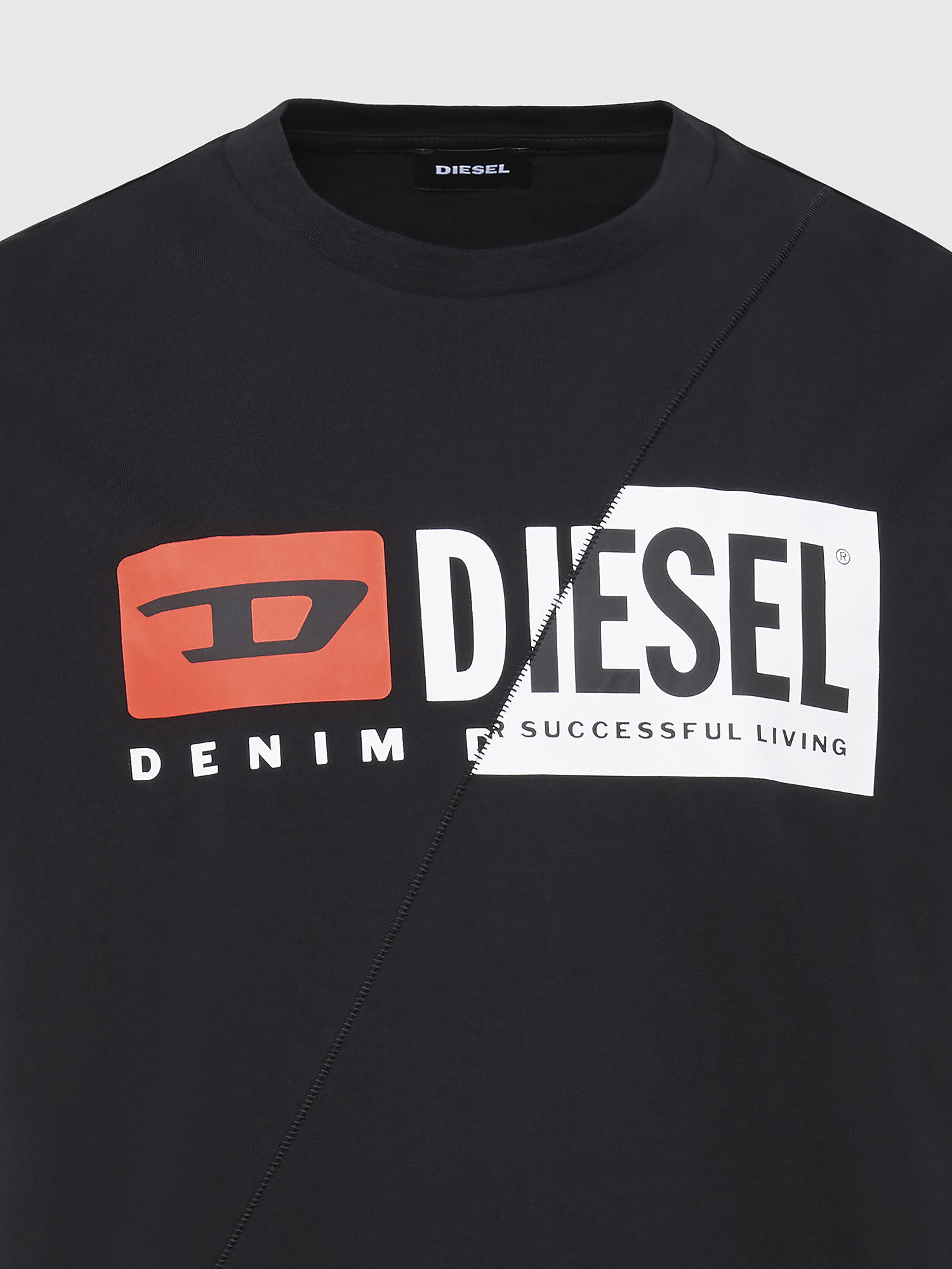 Diesel - T-DIEGO-CUTY, Male's T-shirt with dual logo print in Black - 2