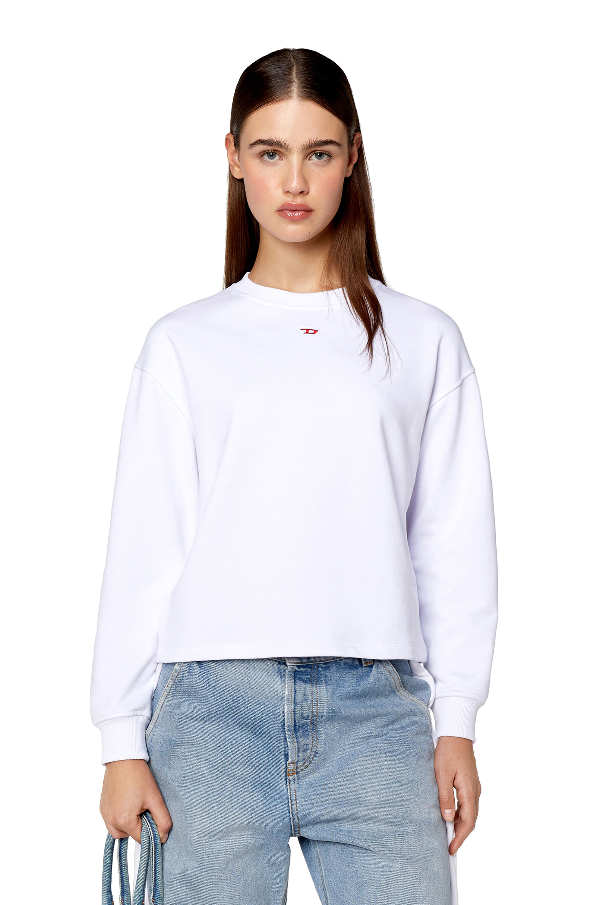 Women's Oversized sweatshirt with D patch | White | Diesel Women's Oversized sweatshirt with D patch | White | Diesel