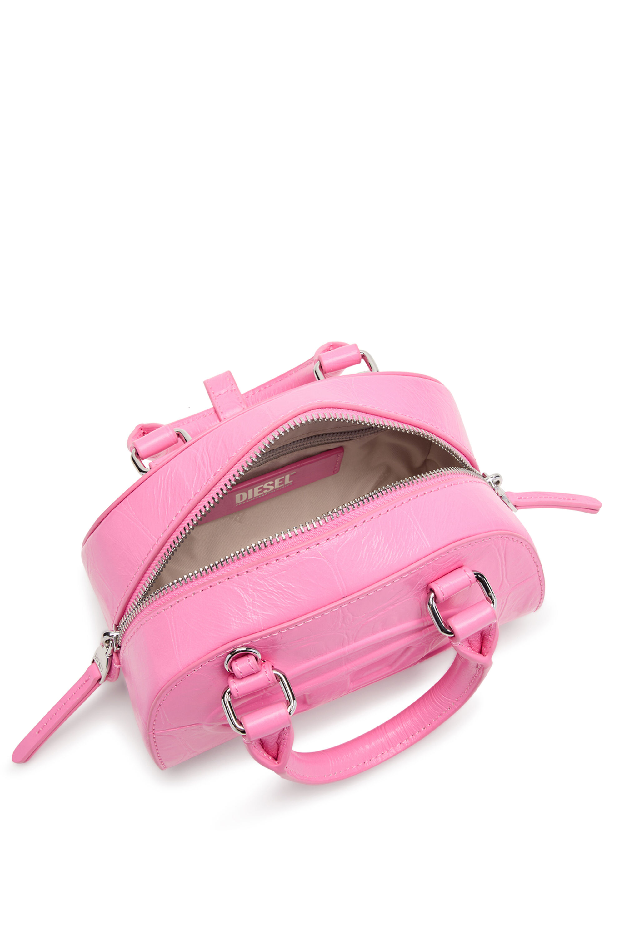 Women's 1DR Dome-Mini bowling bag in croc-effect leather | Pink