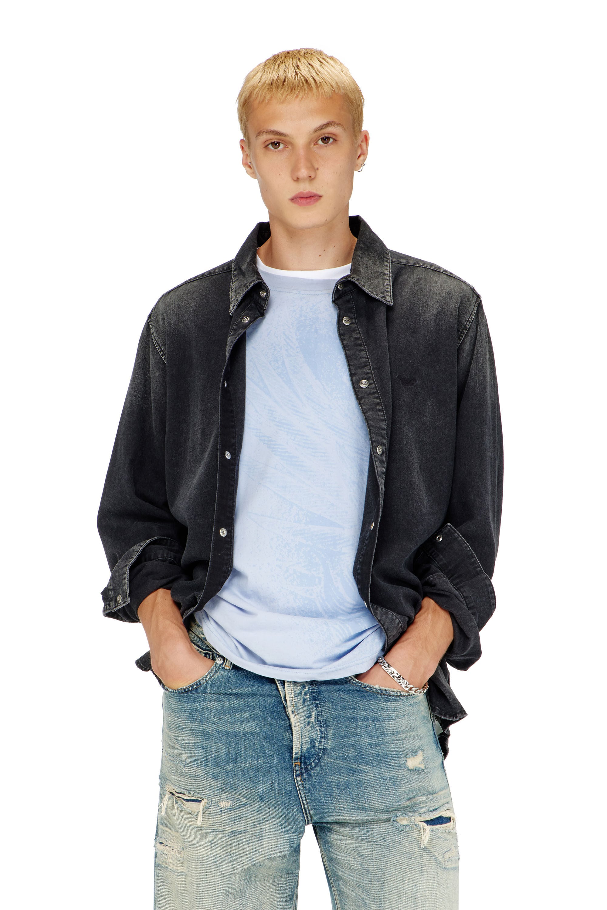 Diesel - D-SIMPLY, Chemise en denim &agrave; manches longues Homme in Noir - 3