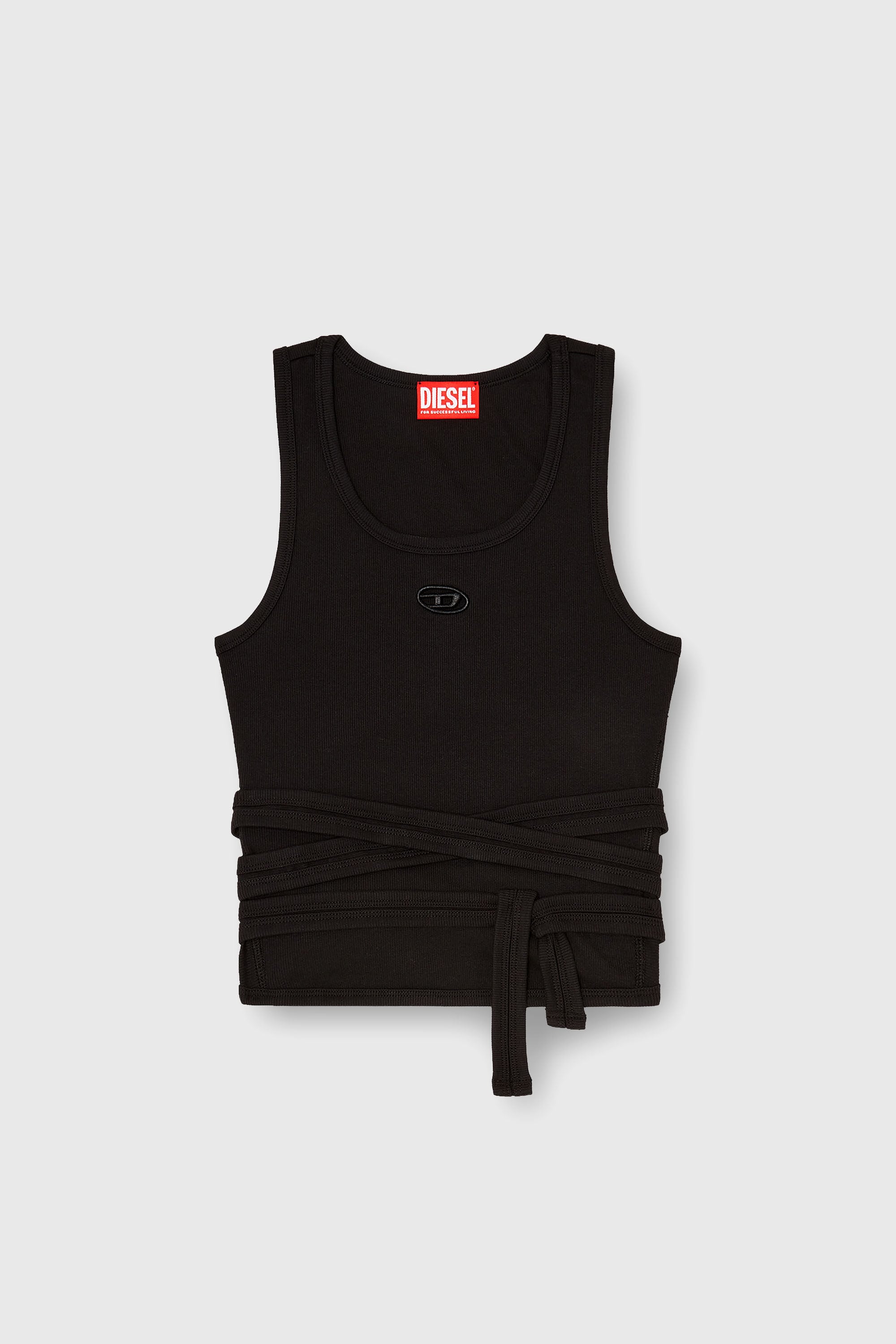 Diesel - T-ANKY-TAIL-S1, Crop top con cordones envolventes Mujer in Negro - 2