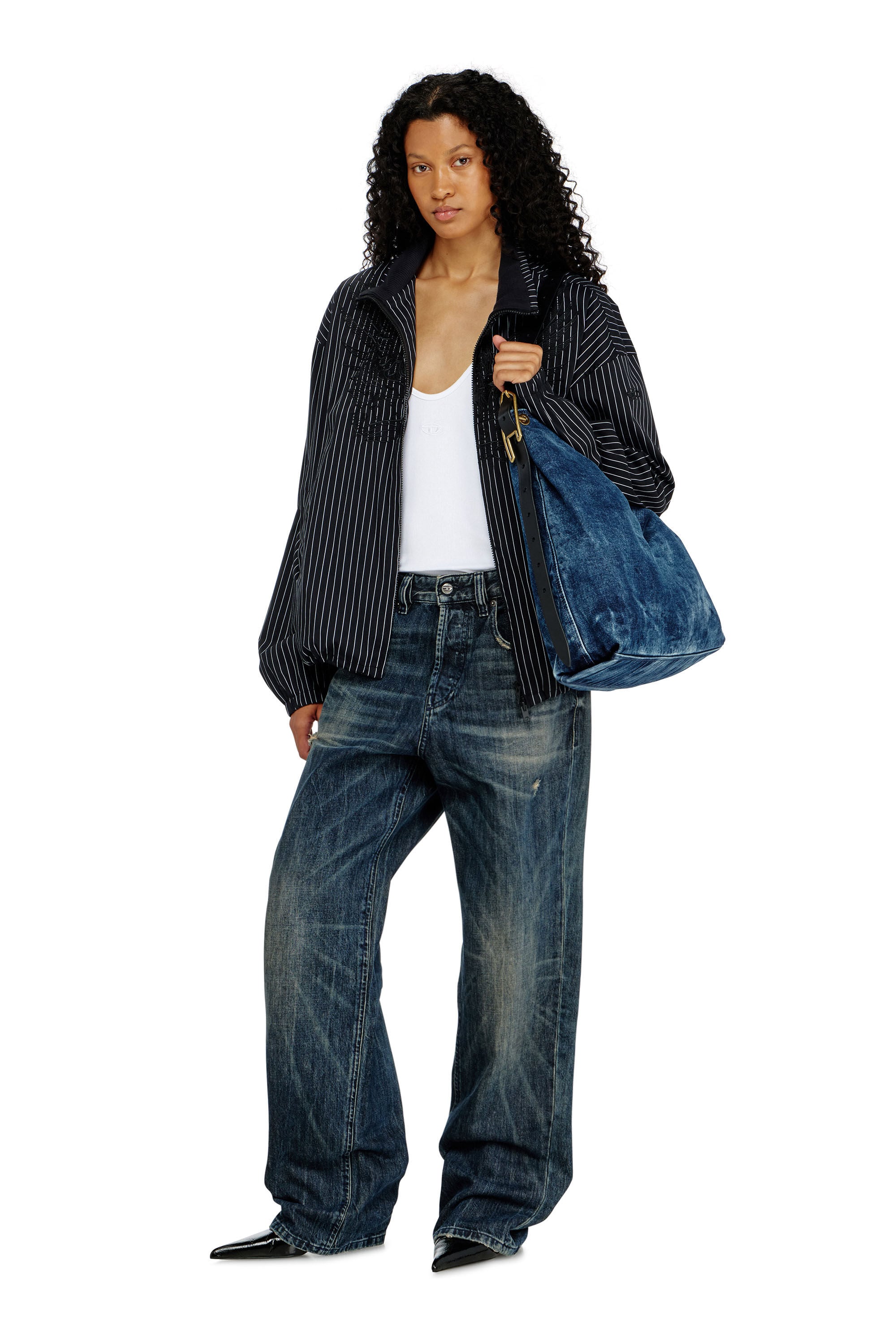 Diesel - D-LINE HOBO L, Woman's D-Line Denim Hobo Bag in Medium blue - 1