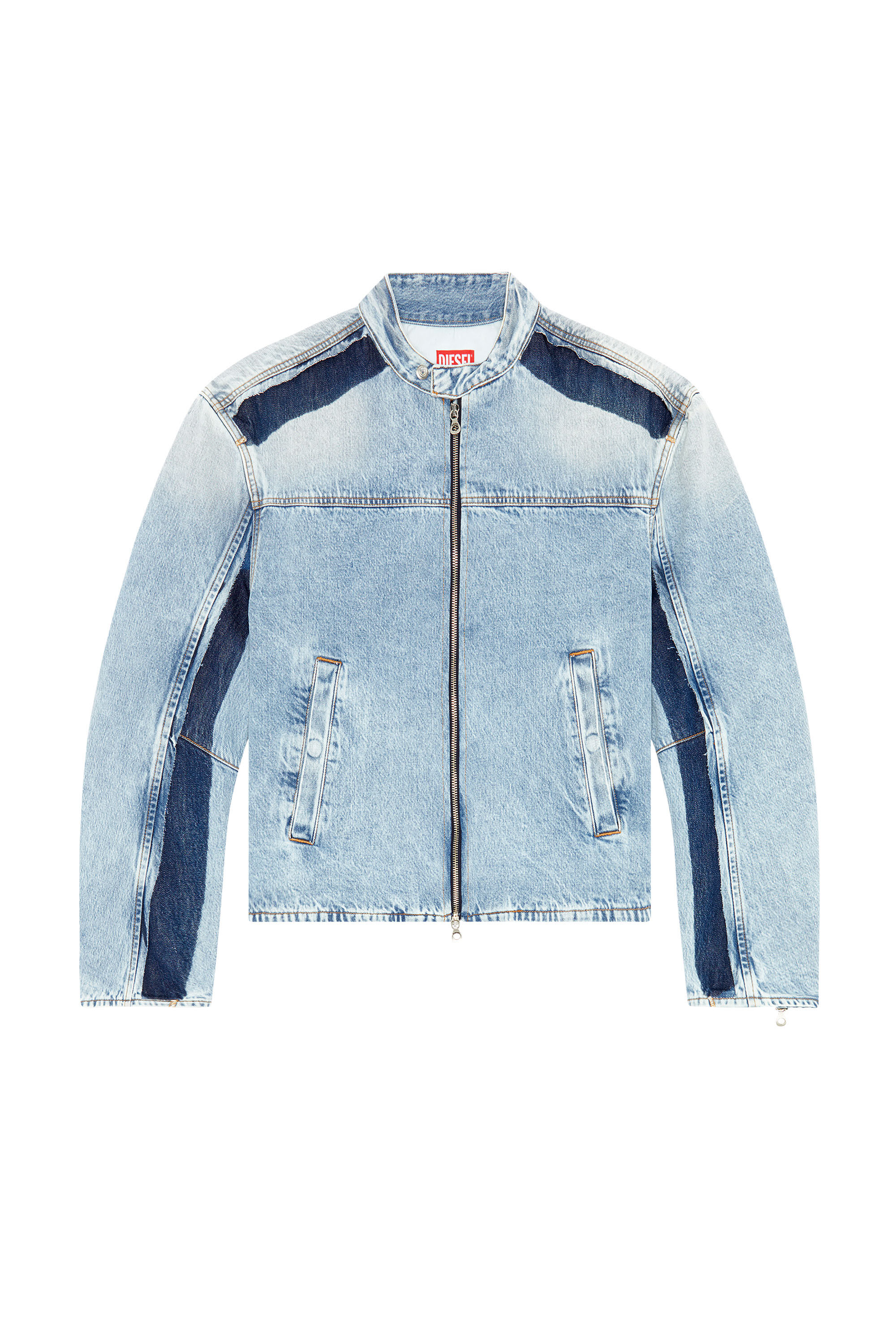 Diesel - D-MARGE-S1, Veste zippée en denim bicolore Homme in Bleu - 2