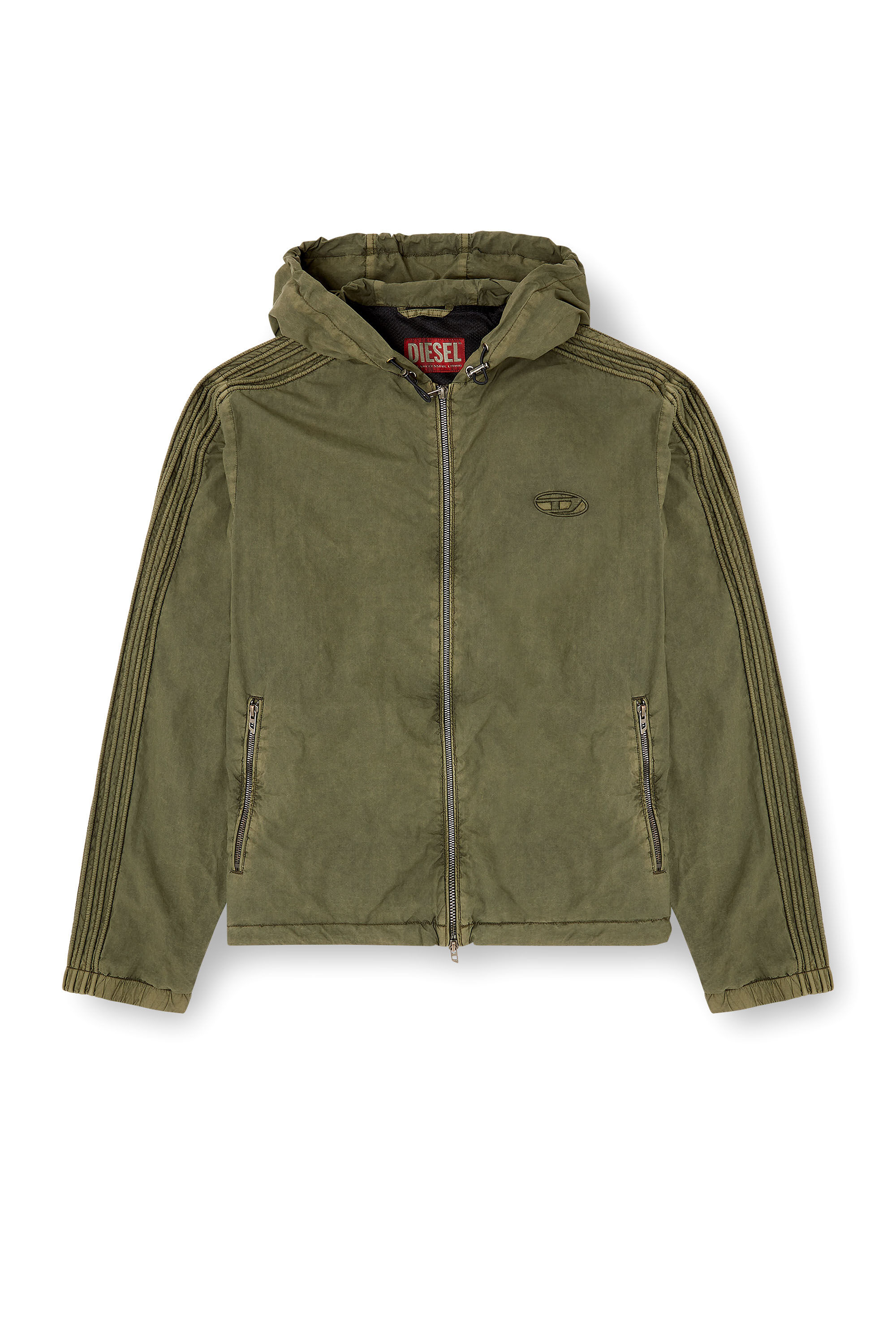 Men's Hooded zip-up jacket in cotton poplin | Green | Diesel