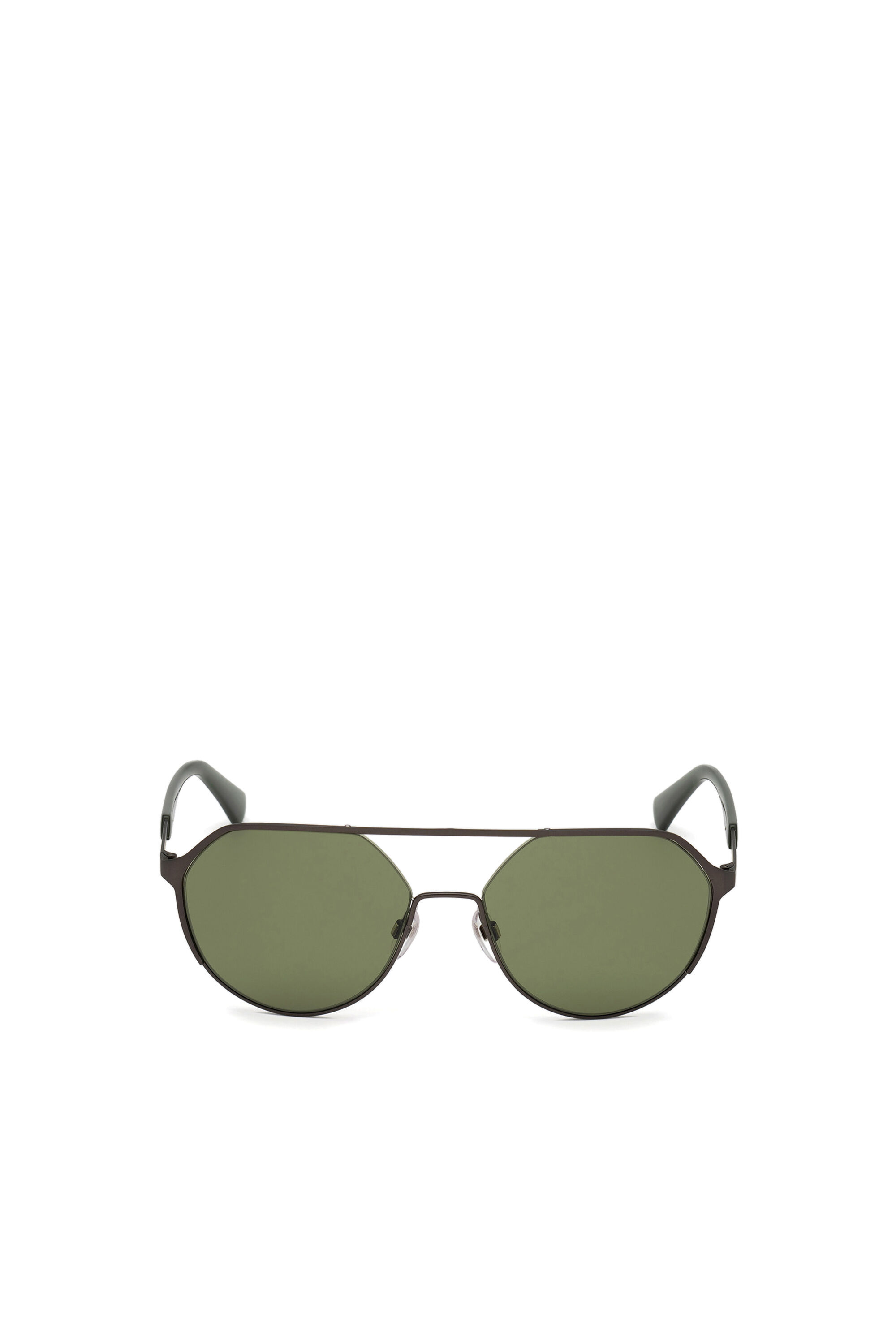 Diesel - DL0324, Man's Rounded metal glasses in Black/Green - 1