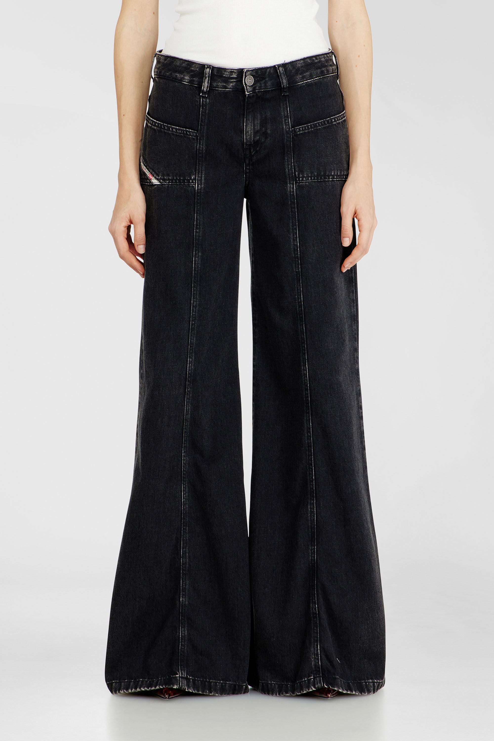 Women's Flare Jeans | Black/Dark grey | Diesel D-Akii