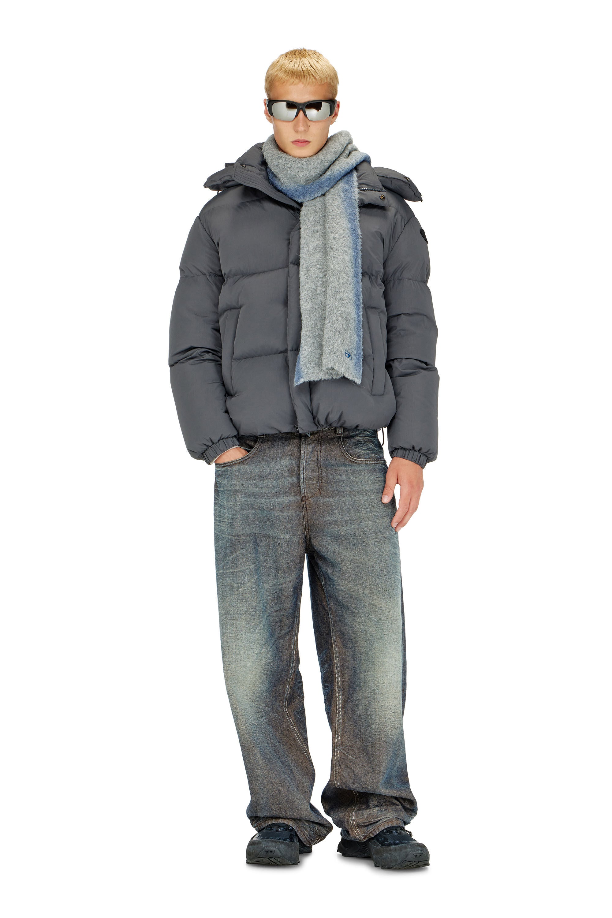 Diesel - K-RINO-SCARF, Unisex's Alpaca-blend scarf with sprayed effect in Grey - 1