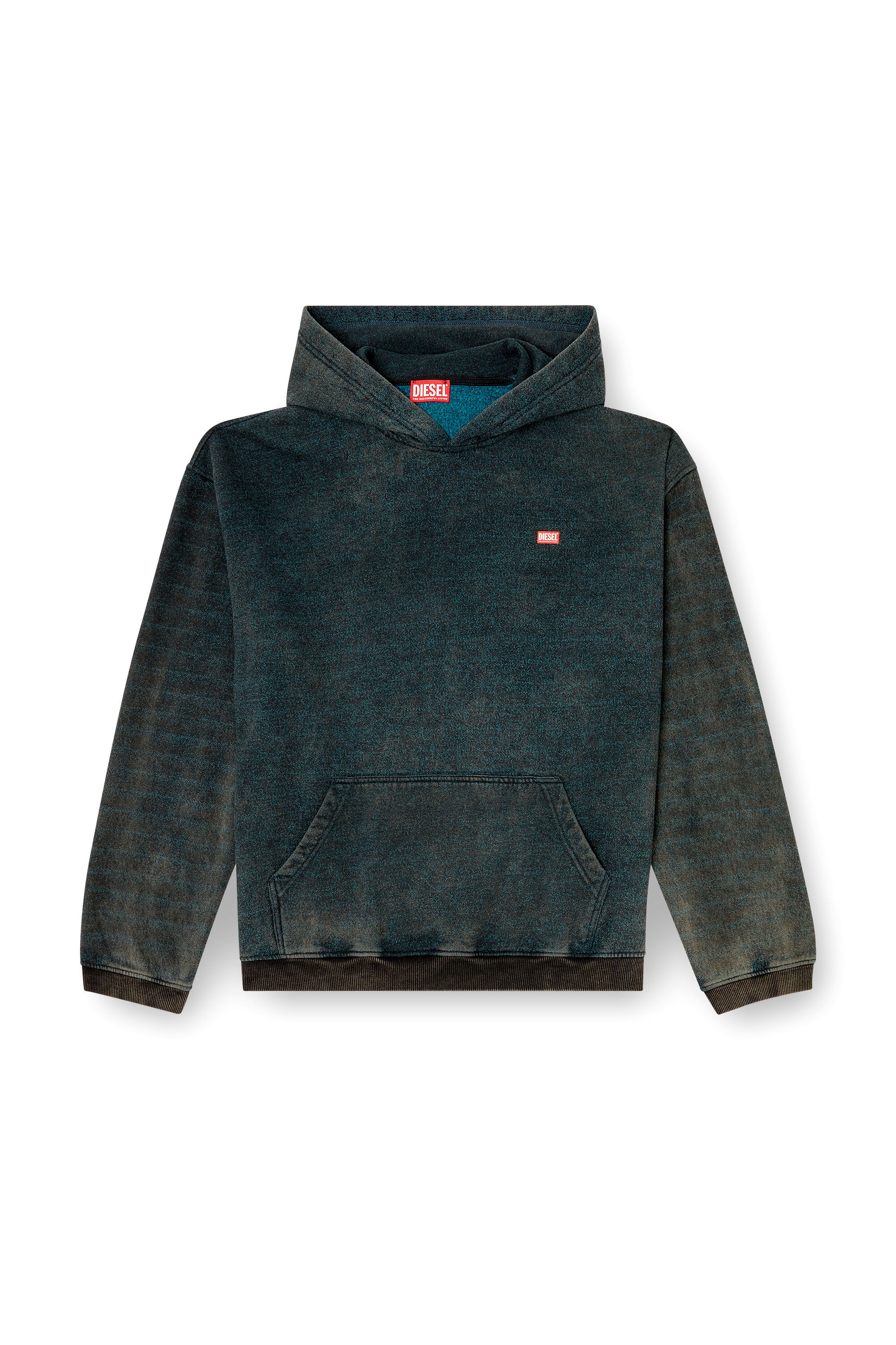 Diesel - S-KAI, Male's Cotton hoodie with kangaroo pocket in Black/Blue - 2
