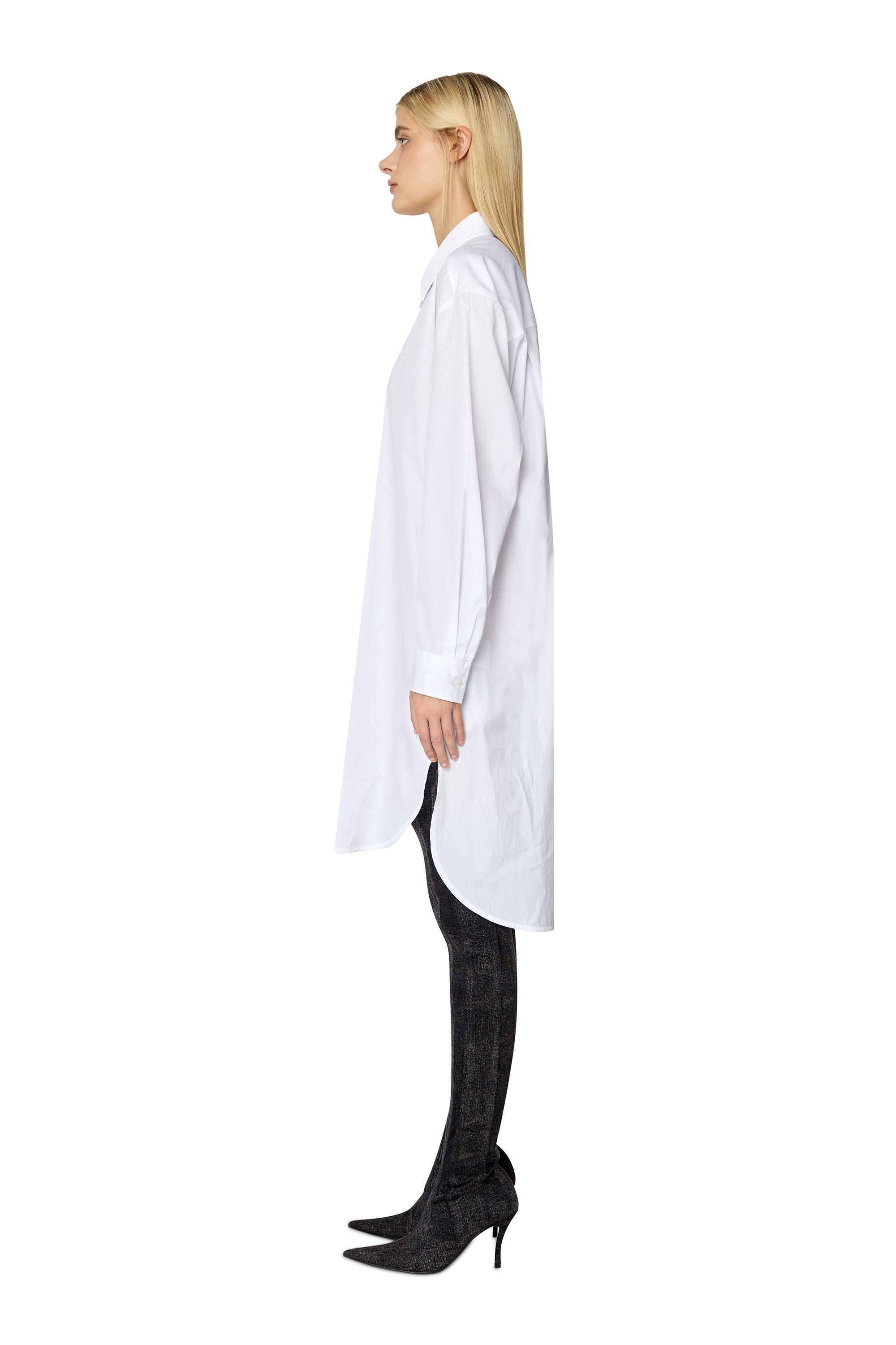 Diesel - D-LUNAR-B, Female's Shirt dress with 3D embroidery in White - 4