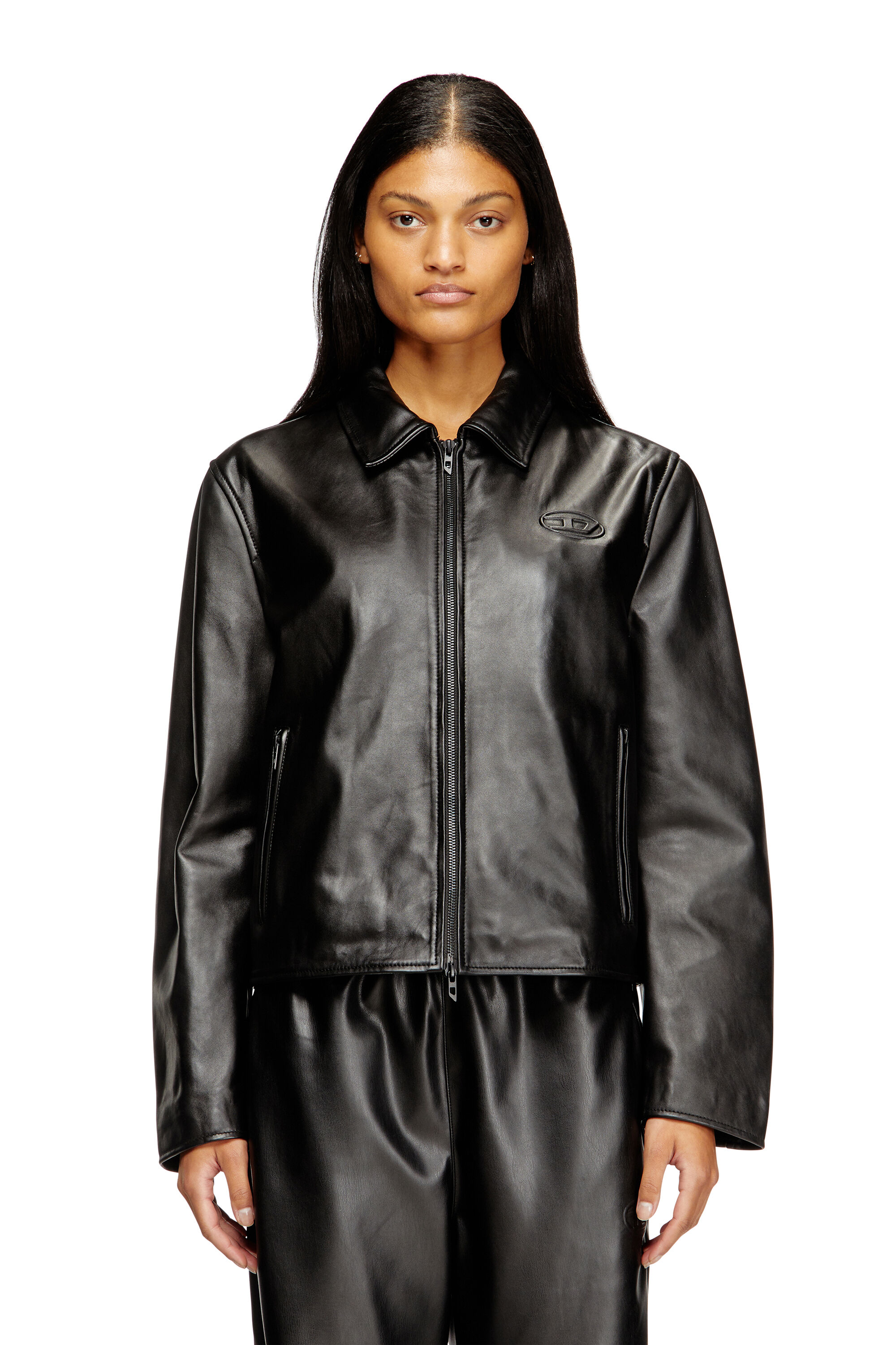 Women's Coach jacket in leather | Black | Diesel