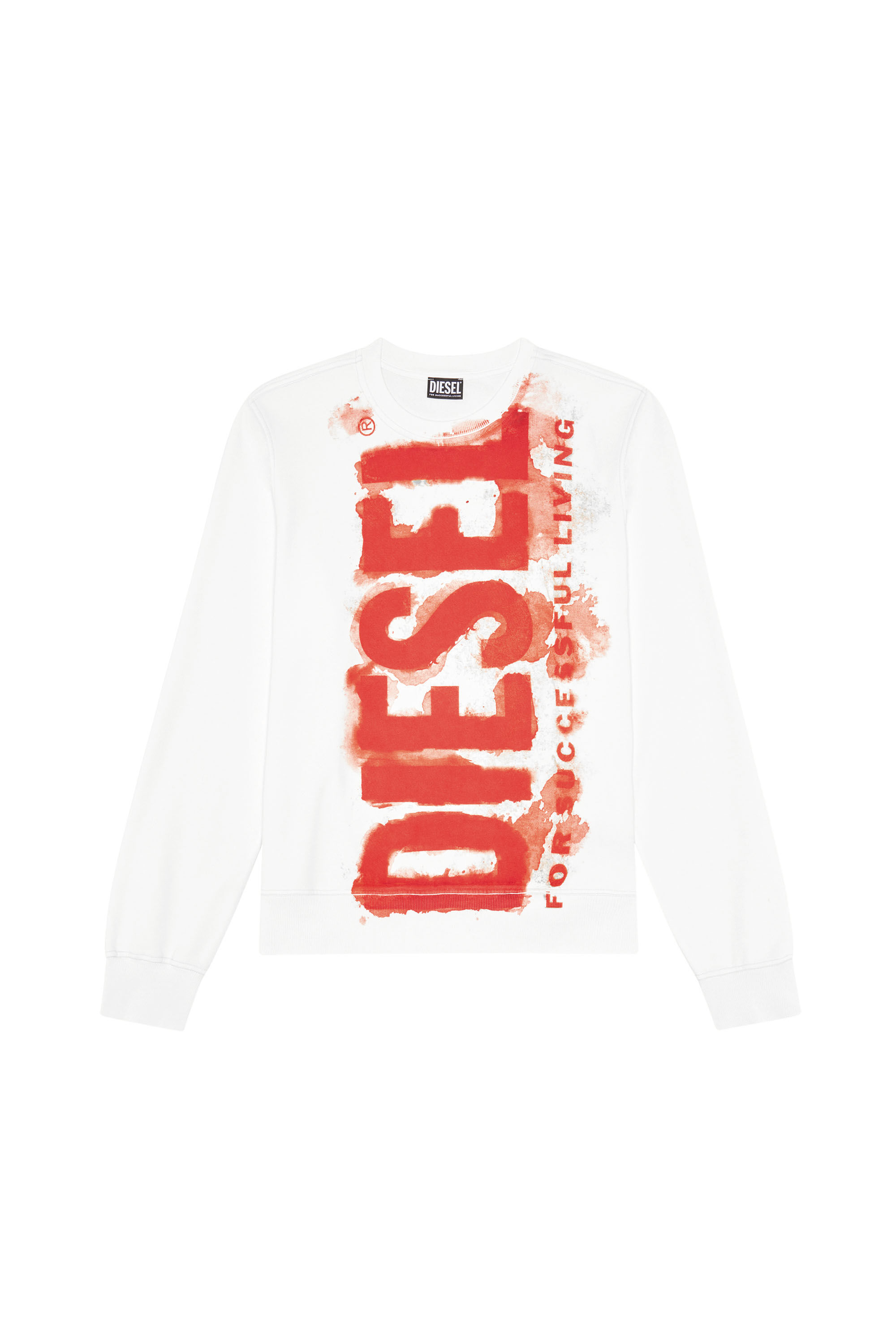 Diesel - S-GINN-E5, Male's Sweatshirt with bleeding-effect logo in White - 2