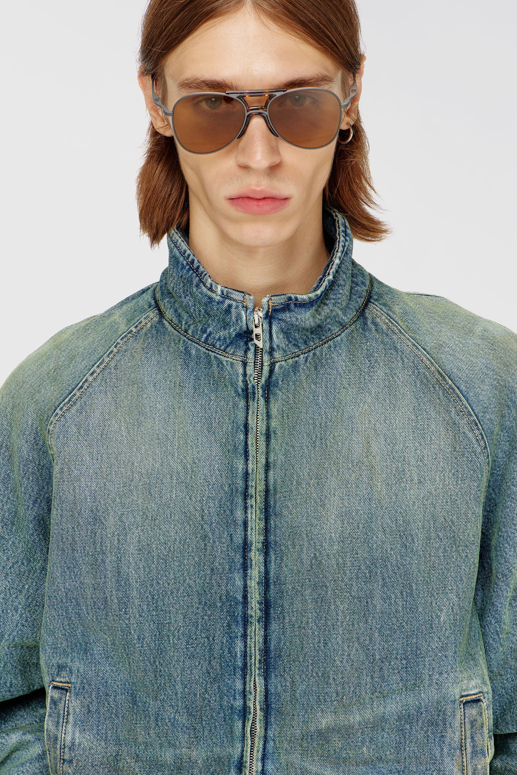 Diesel - D-BARUS-FSJ2, Male's Padded jacket in dirty-effect creased denim in null - 4