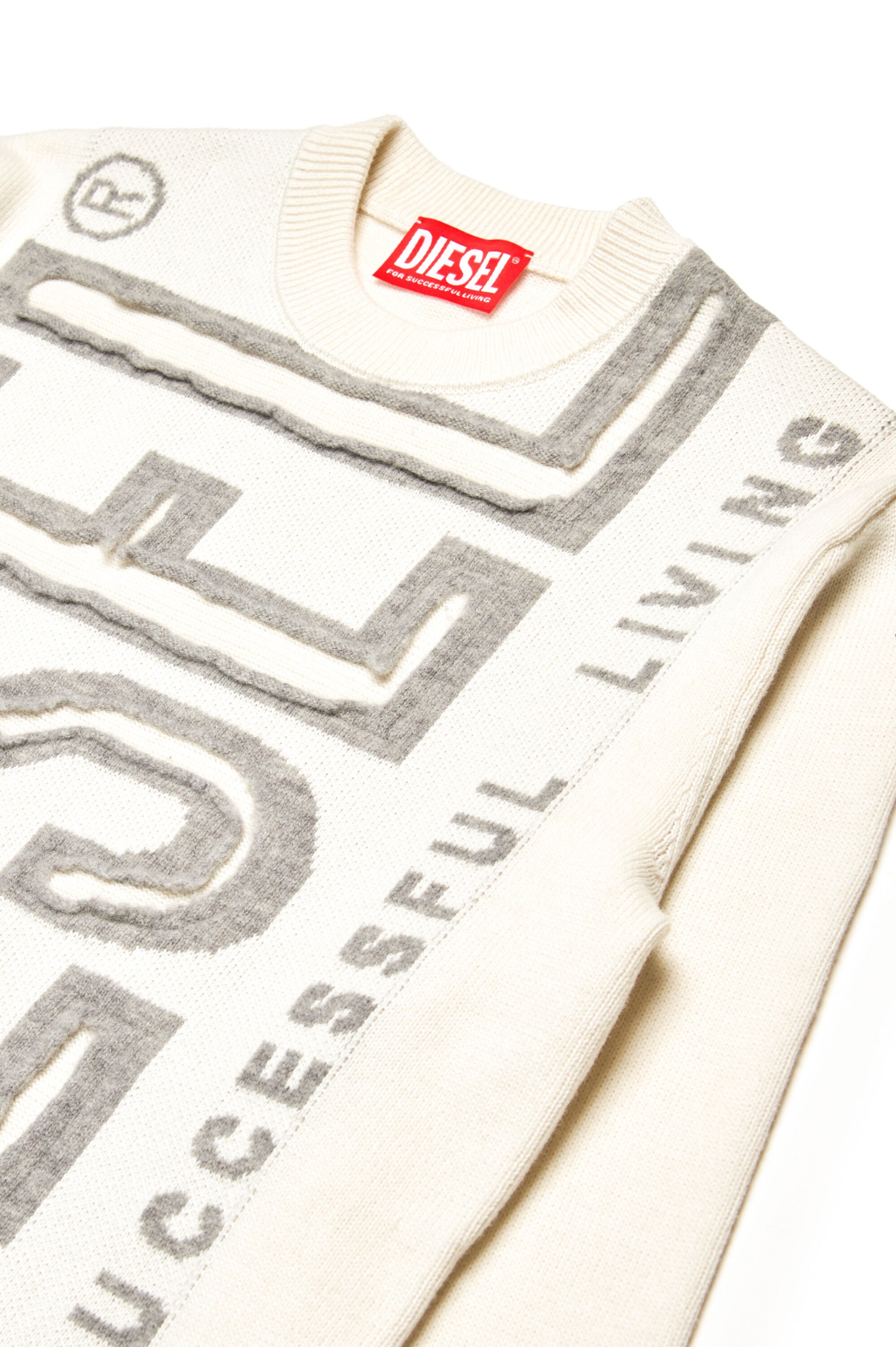 Diesel - KFLOYD OVER, Male's Jumper with peel-off logo in White - 3