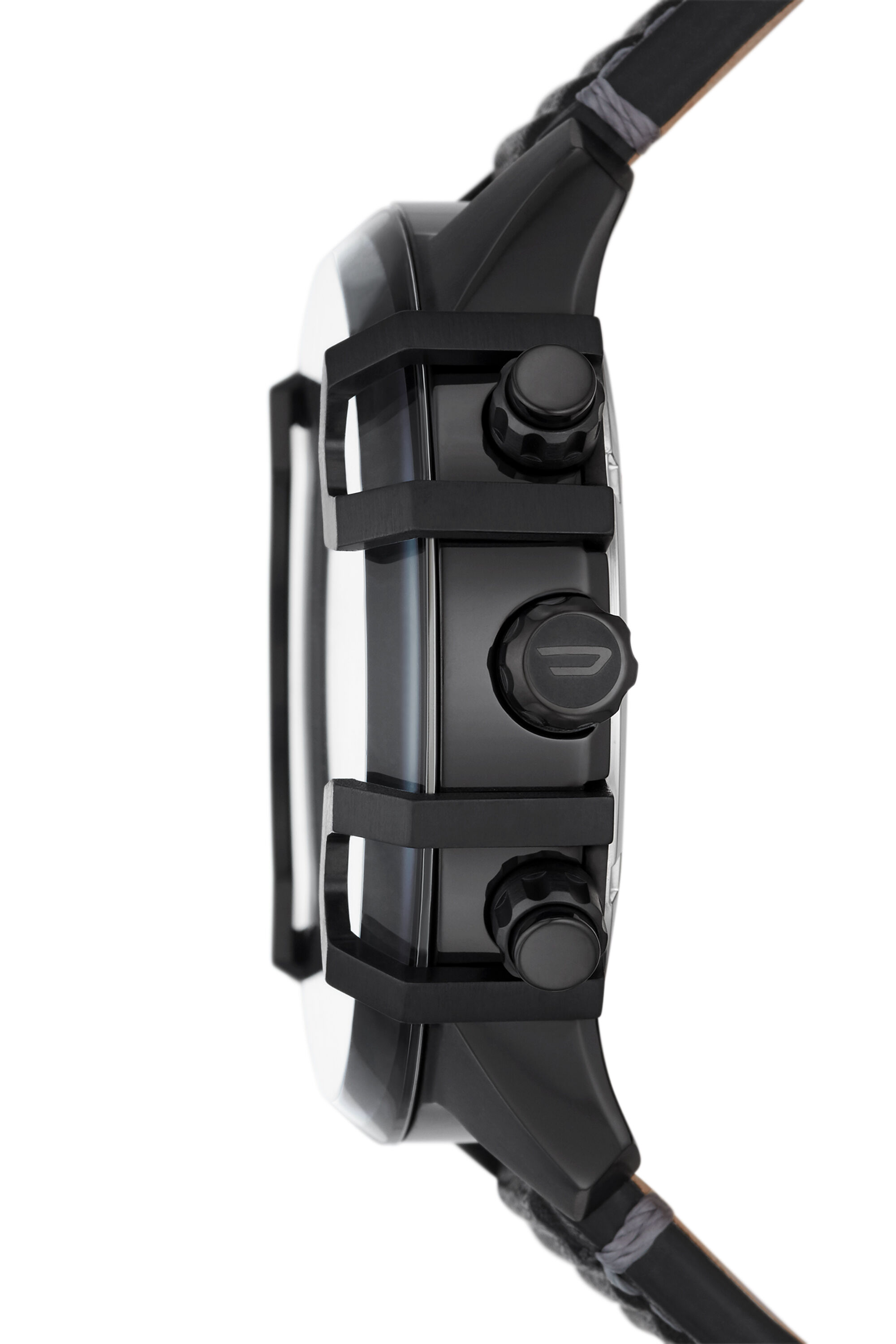 Diesel - DZ4576, Male's Griffed Chronograph Leather Watch in Black - 3
