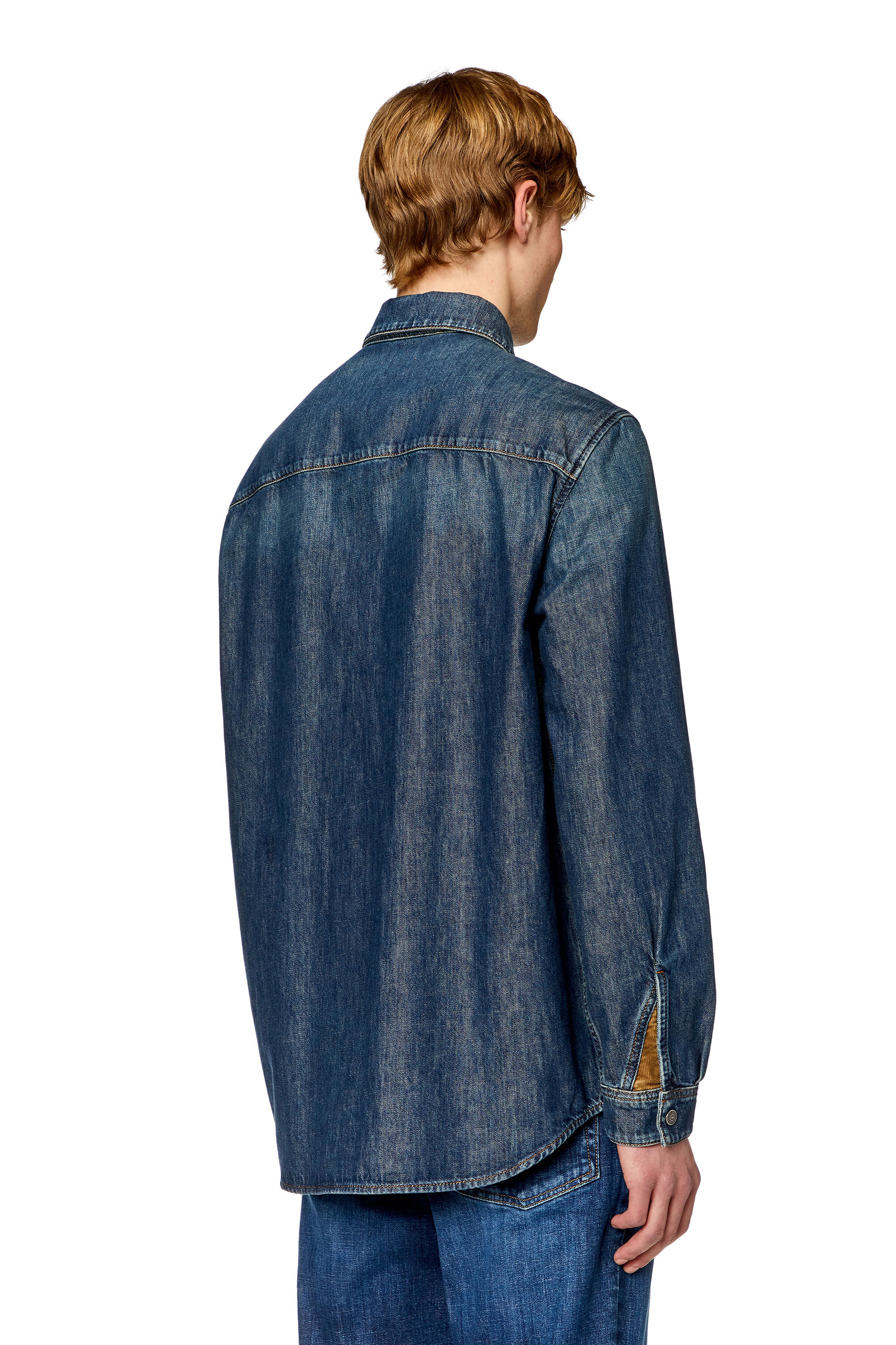 Diesel - D-SIMPLY-RS-D, Chemise en denim avec empiècements contrastés Homme in Bleu - 3