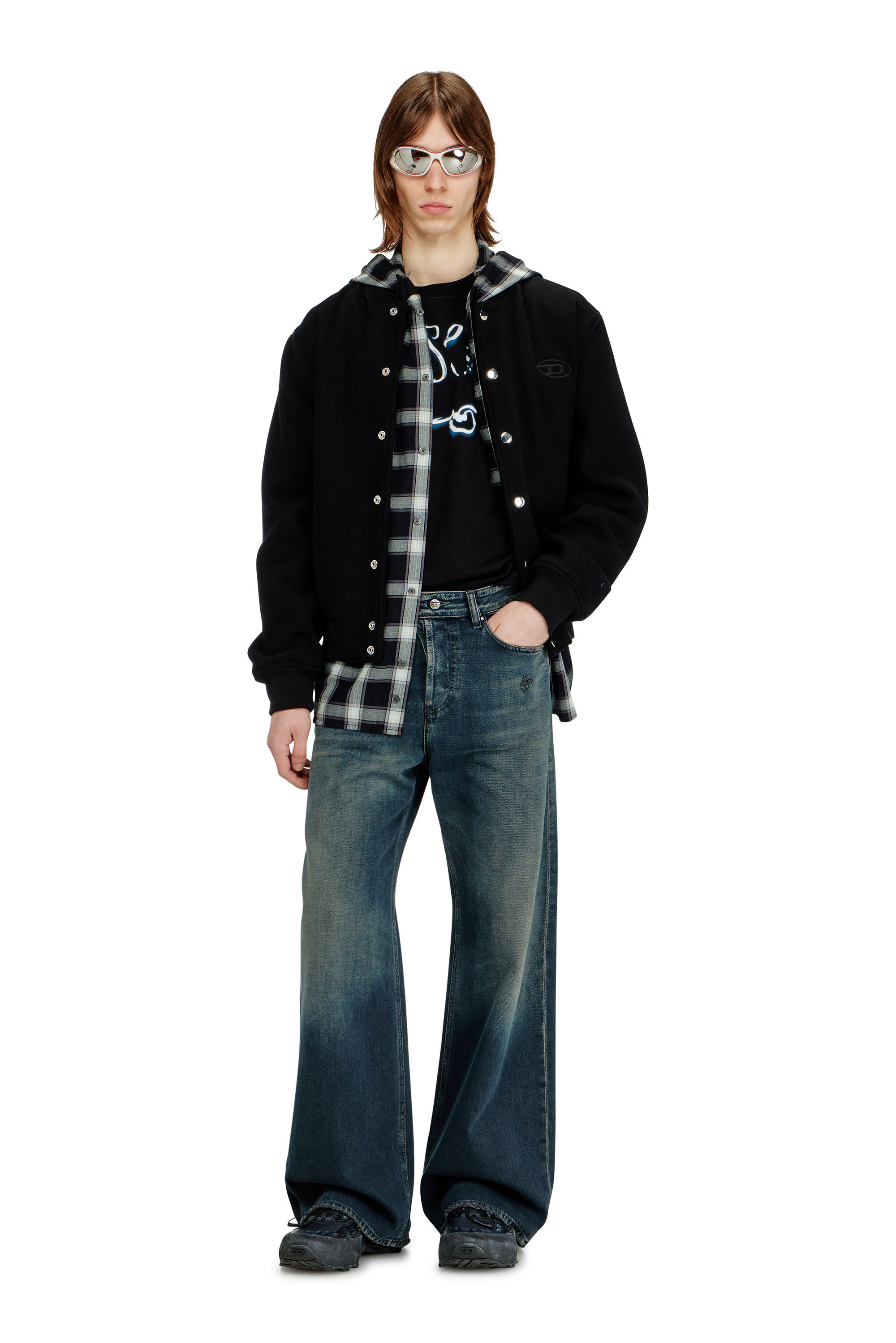 Men's Bomber jacket in felted wool blend | Black | Diesel
