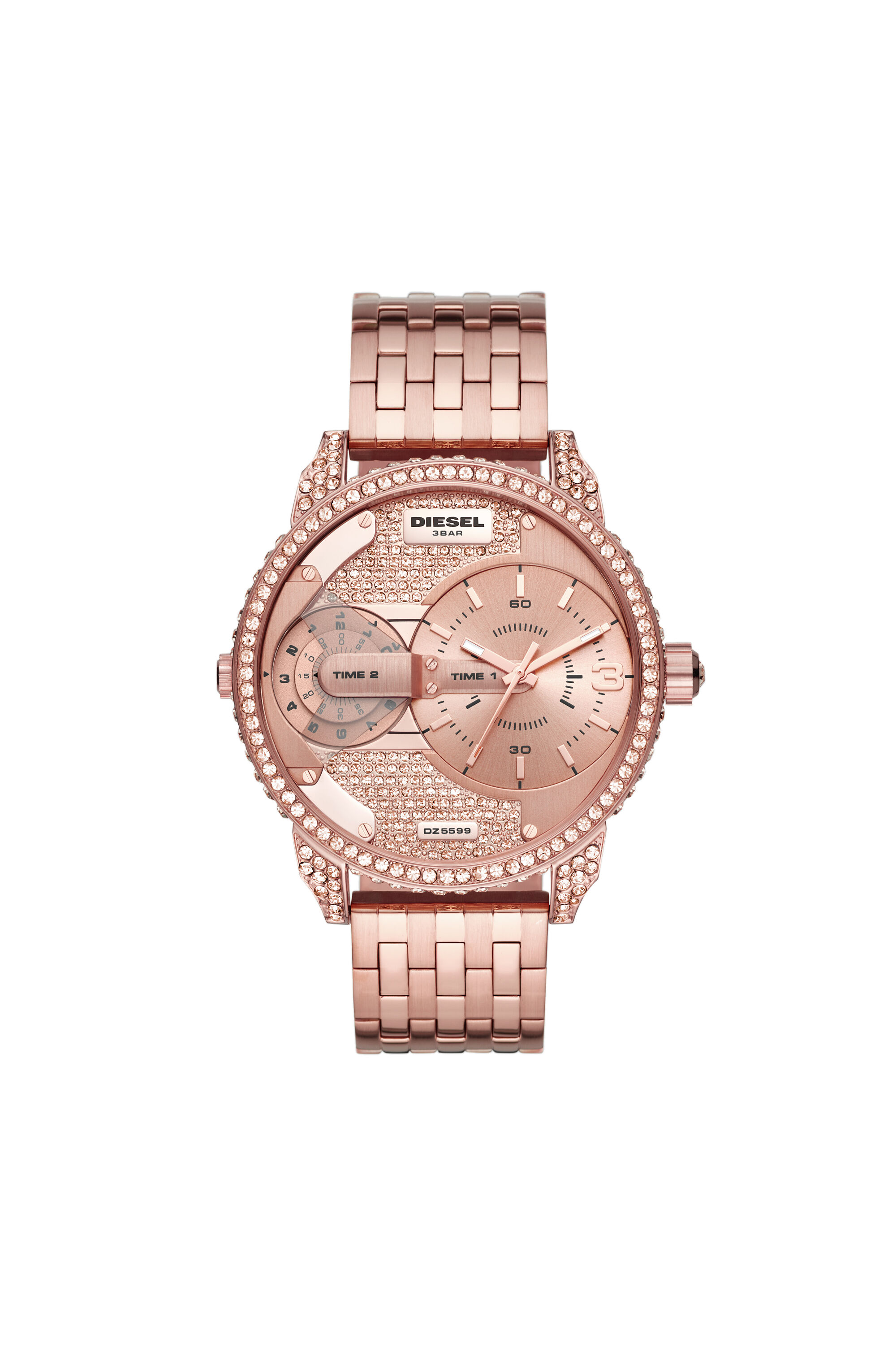 Diesel - DZ5597, Woman's Mini Daddy Three-Hand Rose Gold-Tone Stainless Steel Watch in Pink - 1