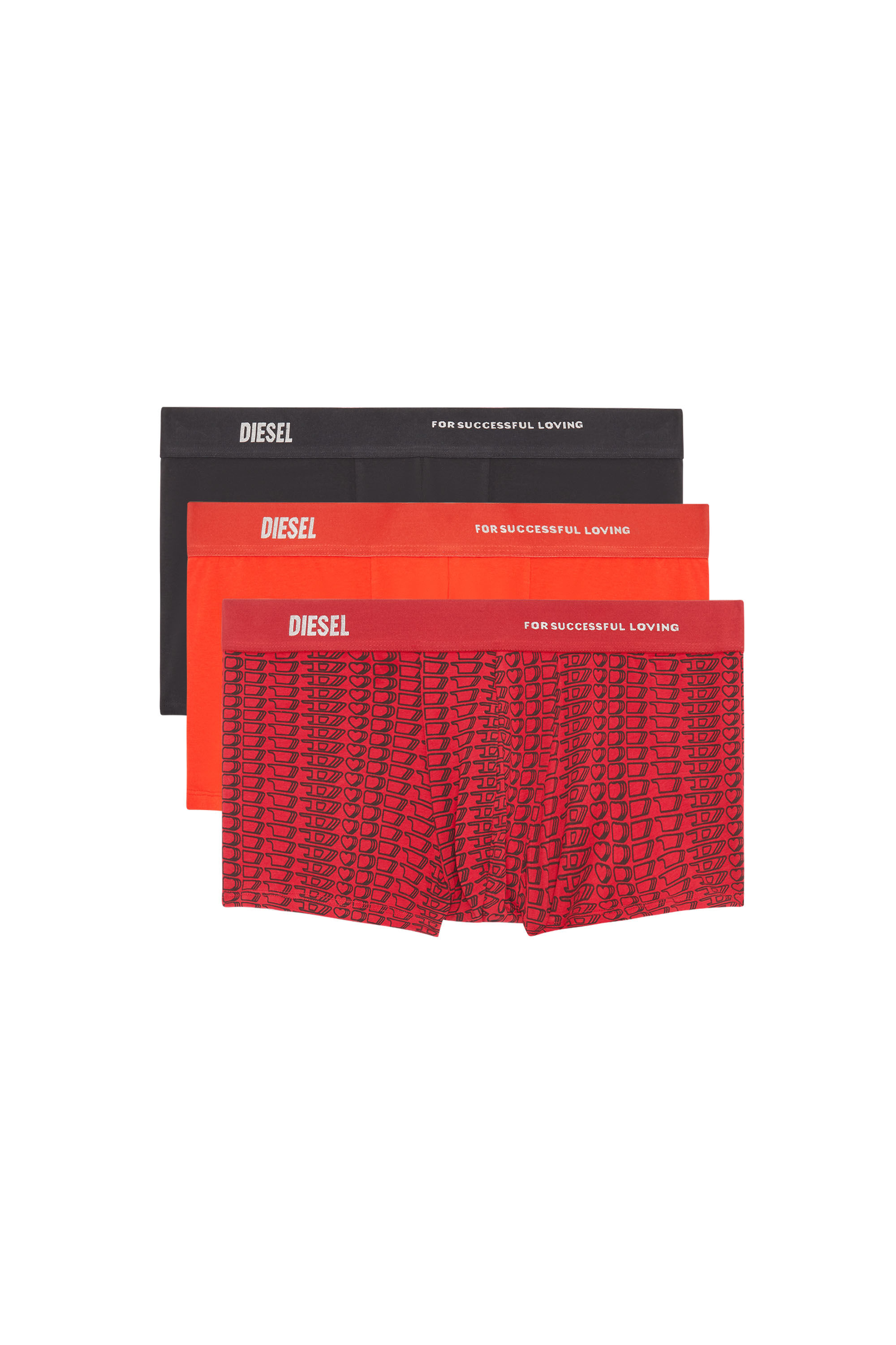 Diesel - UMBX-DAMIENTHREEPACK, Male's Three-pack boxer briefs with D heart print in Black/Red - 1