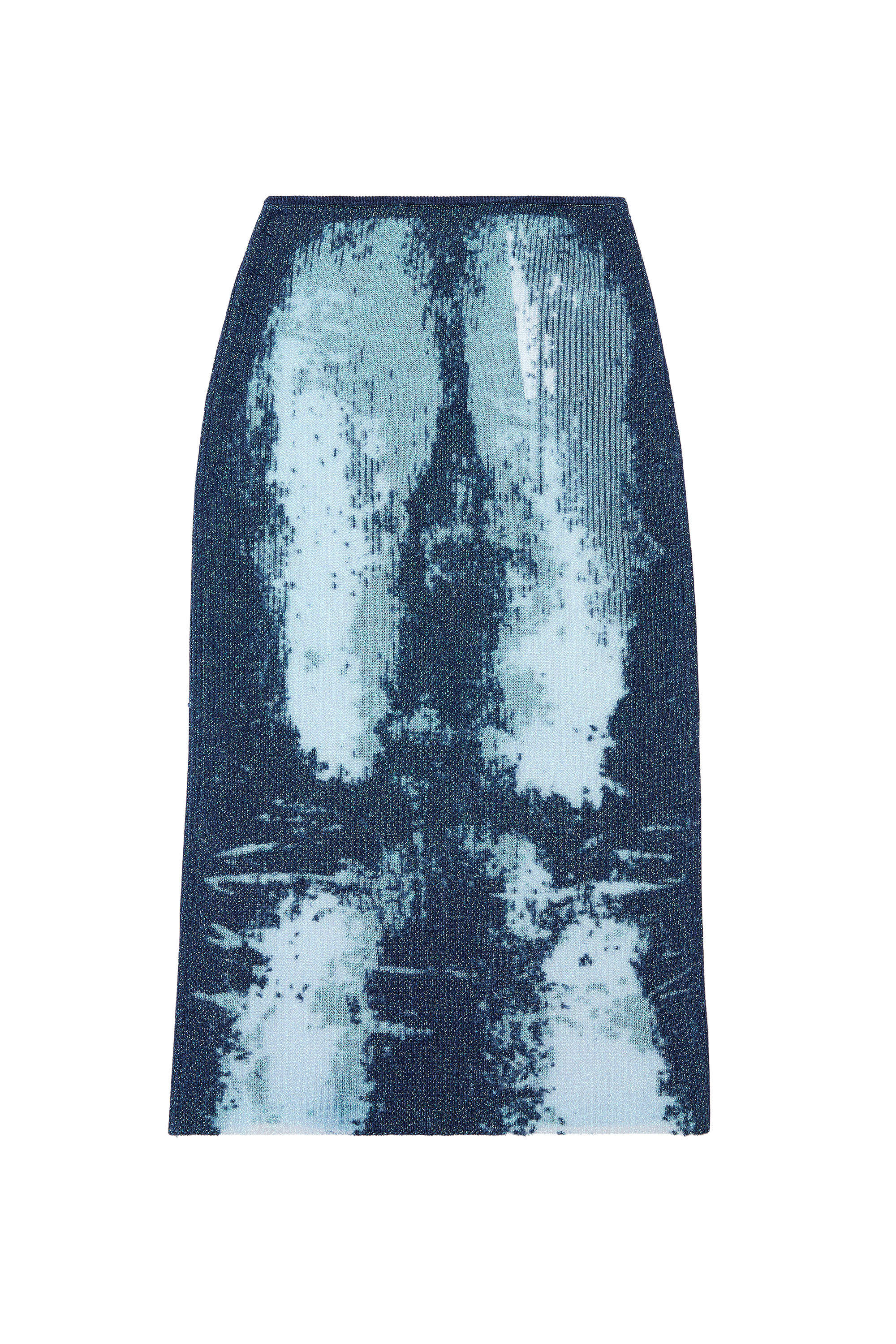 Diesel - M-BEGONIA, Jupe midi en maille métallique dévorée Femme in Bleu - 2