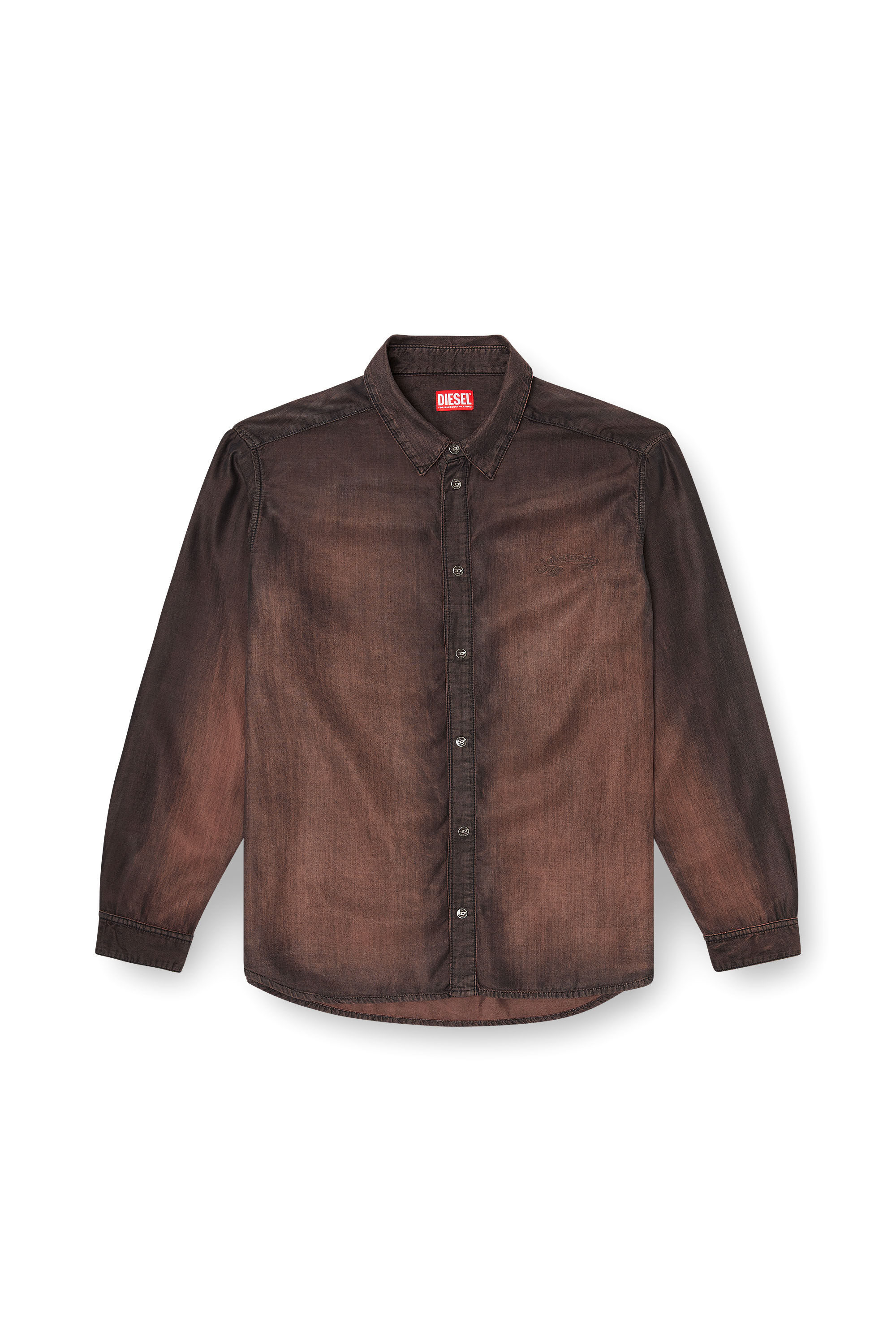 Diesel - D-SIMPLY-S16, Male's Shirt in fluid coated denim in Brown - 2