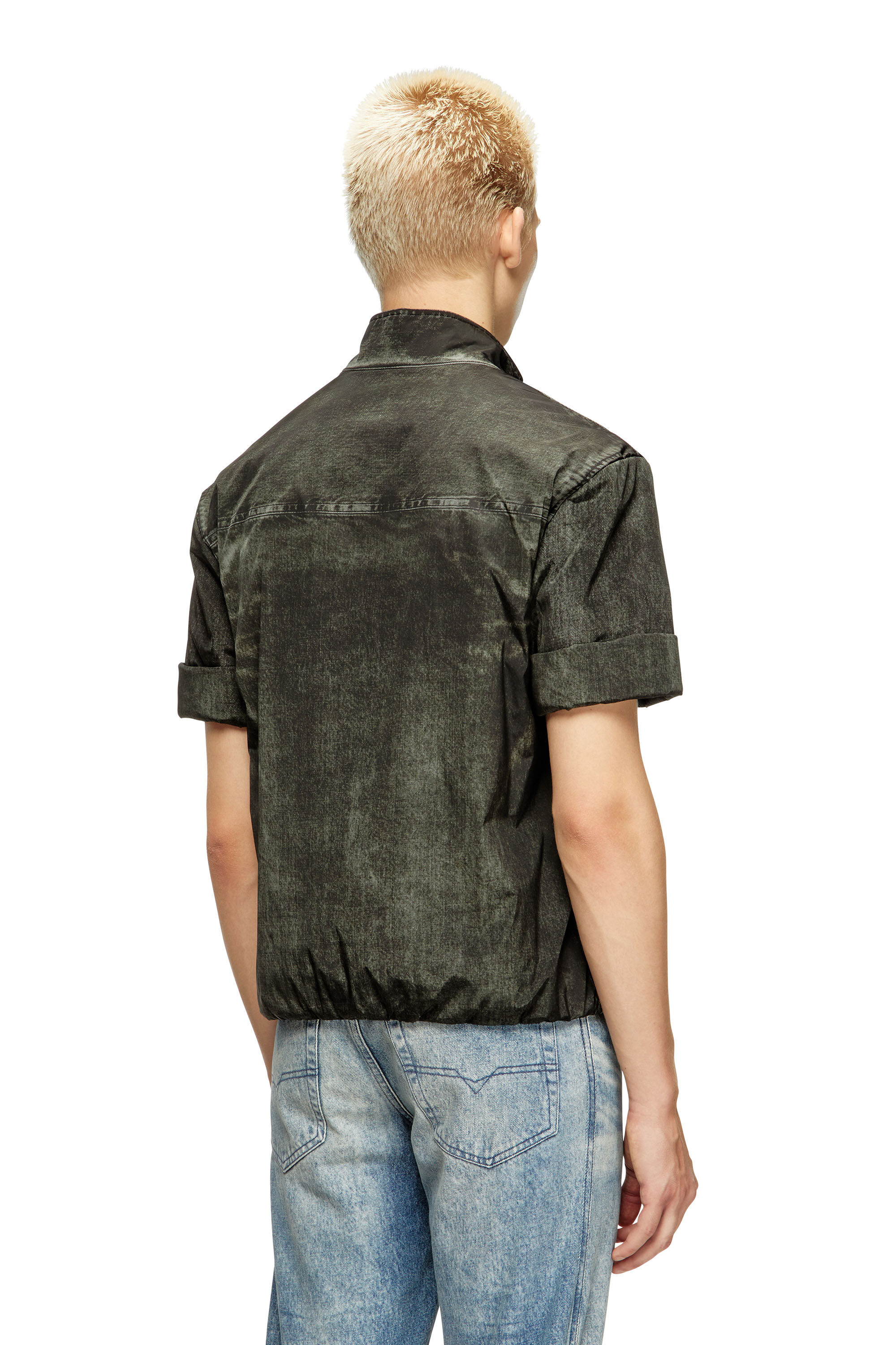 Diesel - J-VALOIS, Veste à manches courtes en nylon effet denim Homme in Noir - 5