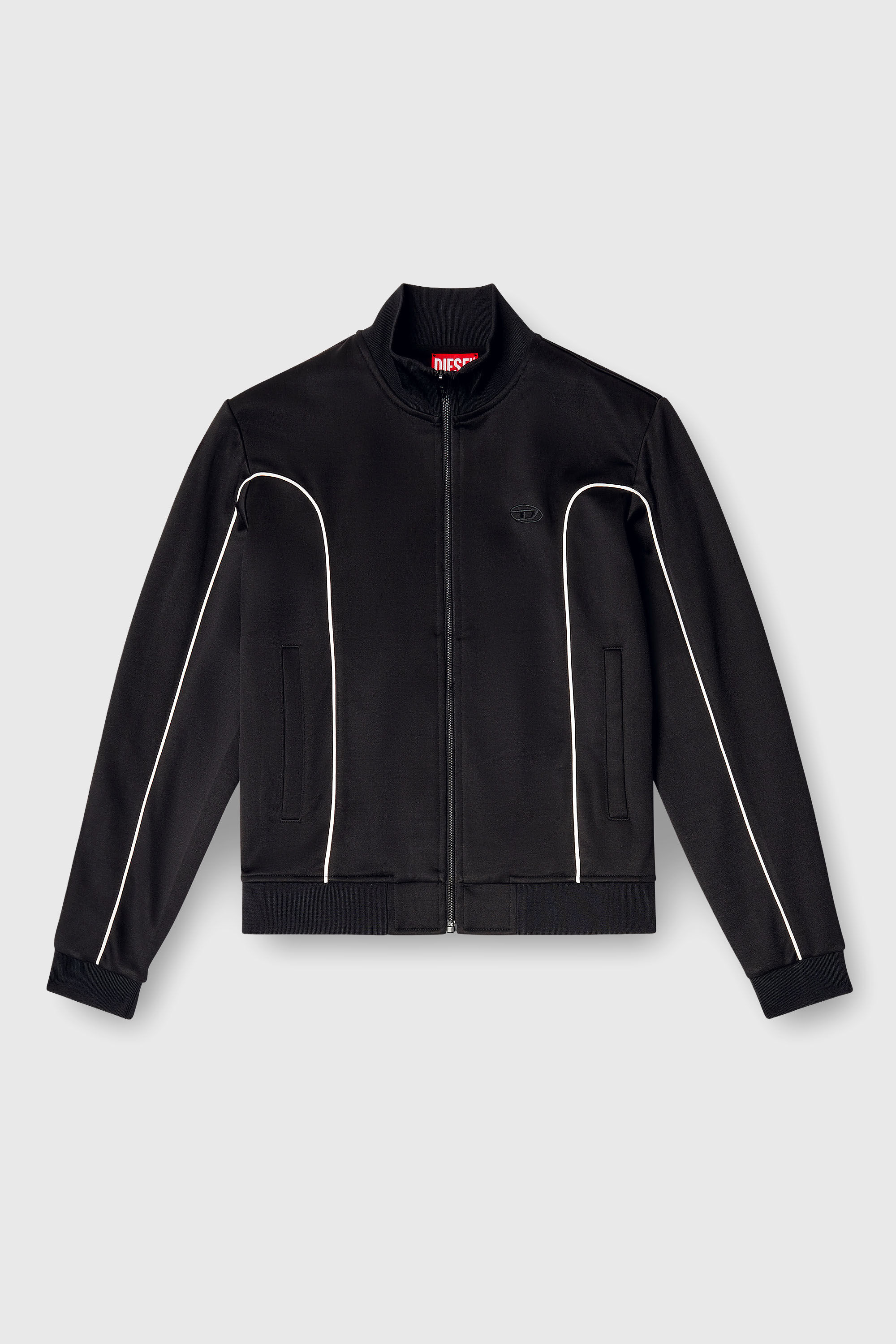 Diesel - F-LOCKING-OD, Woman's Sweat-jacket with contrast piping in Black/White - 2