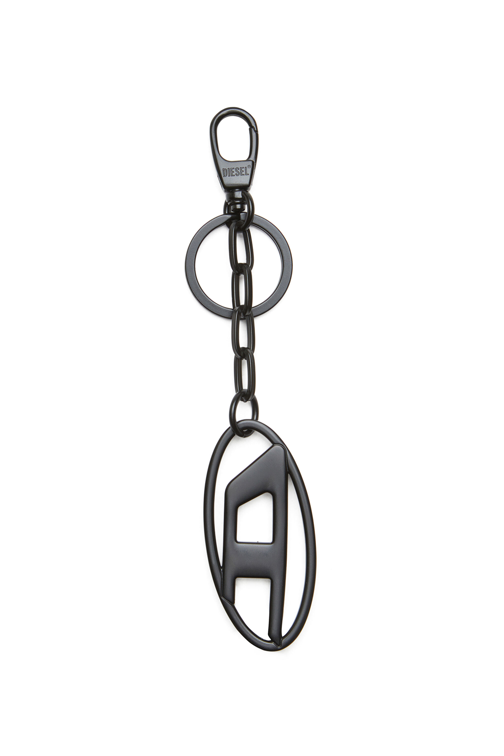 DIESEL☆ l Oval D keyring with crystals ブラック Women's Metal Oval D keyring with crystals | Black | Diesel