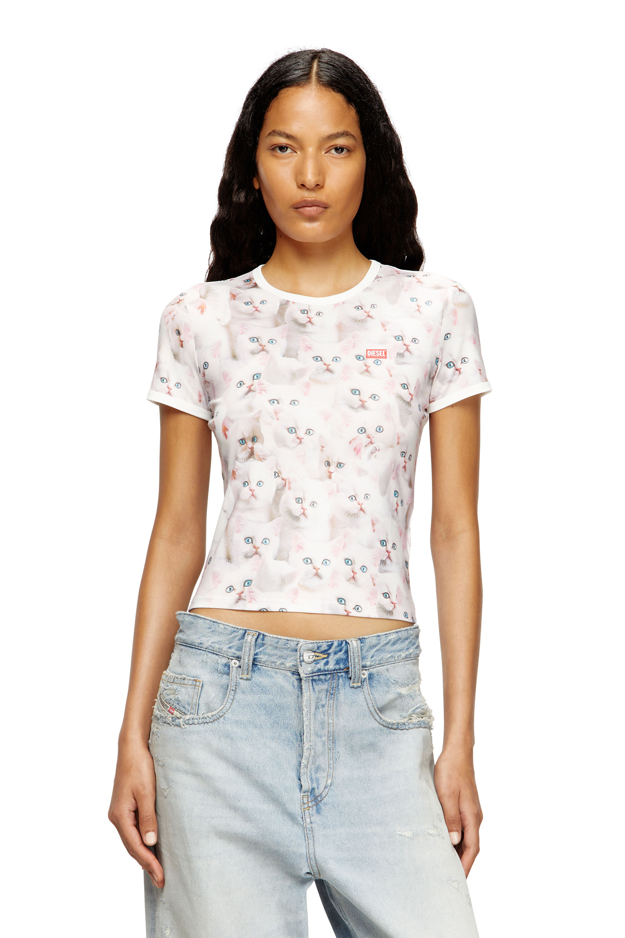 Diesel - T-UNCLAU, Female's Jersey top with all-over print in White - 3