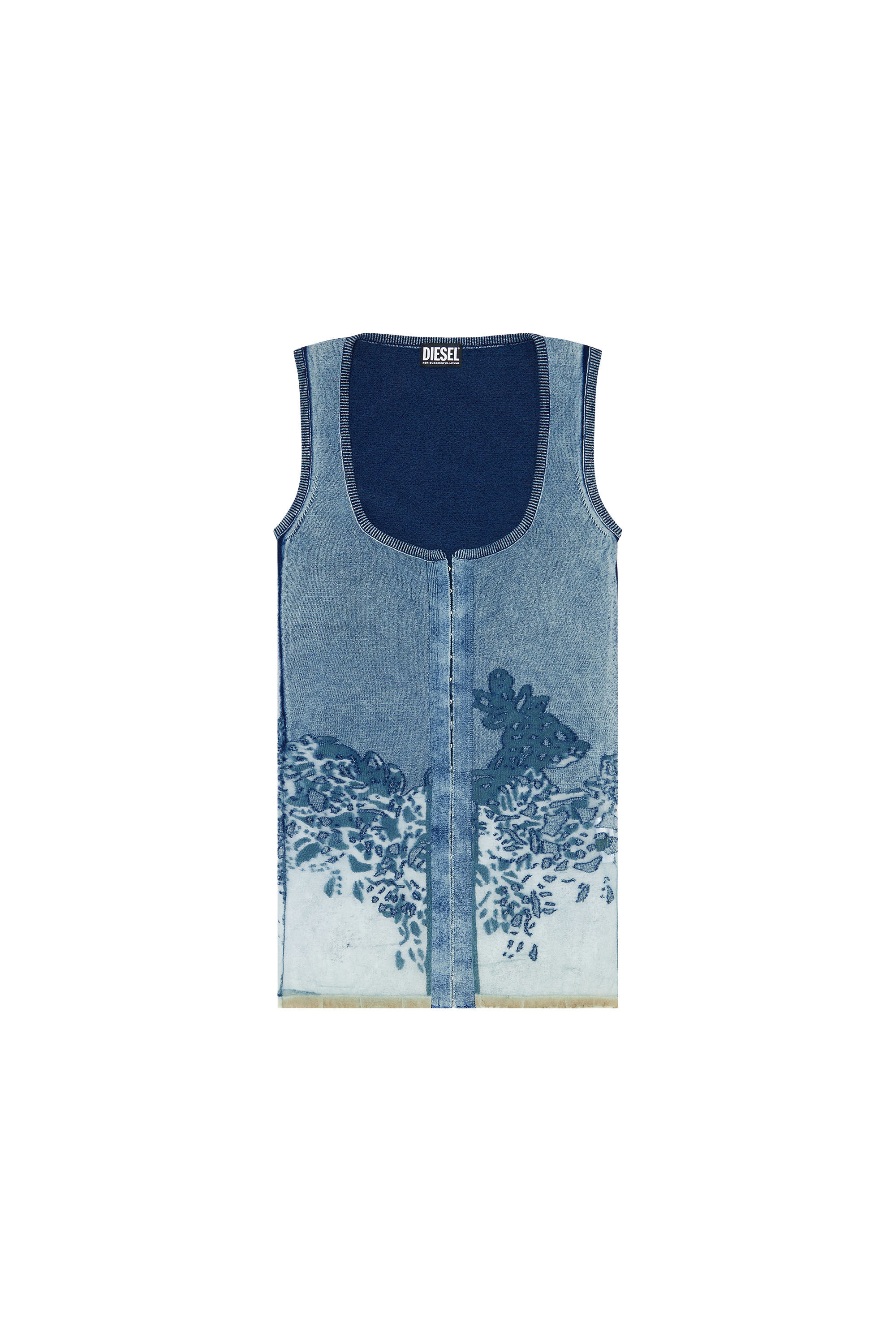 Diesel - M-ANDIA, Female's Sleeveless cardigan with burnout pattern in Blue - 2