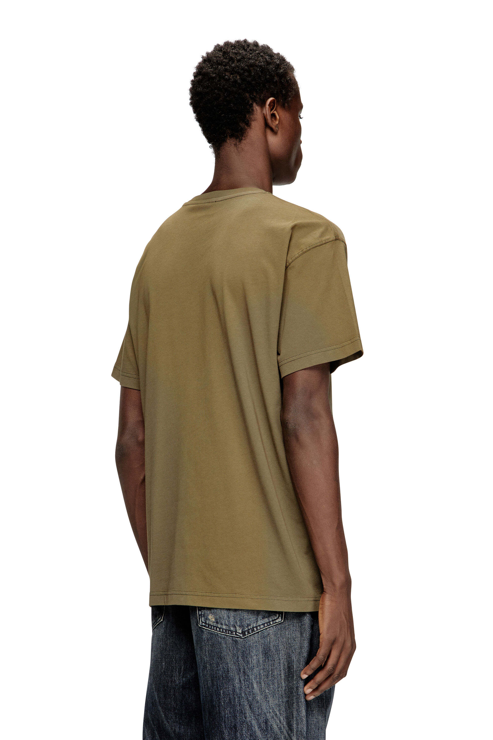 Men's Cotton T-shirt with laser print | Beige | Diesel