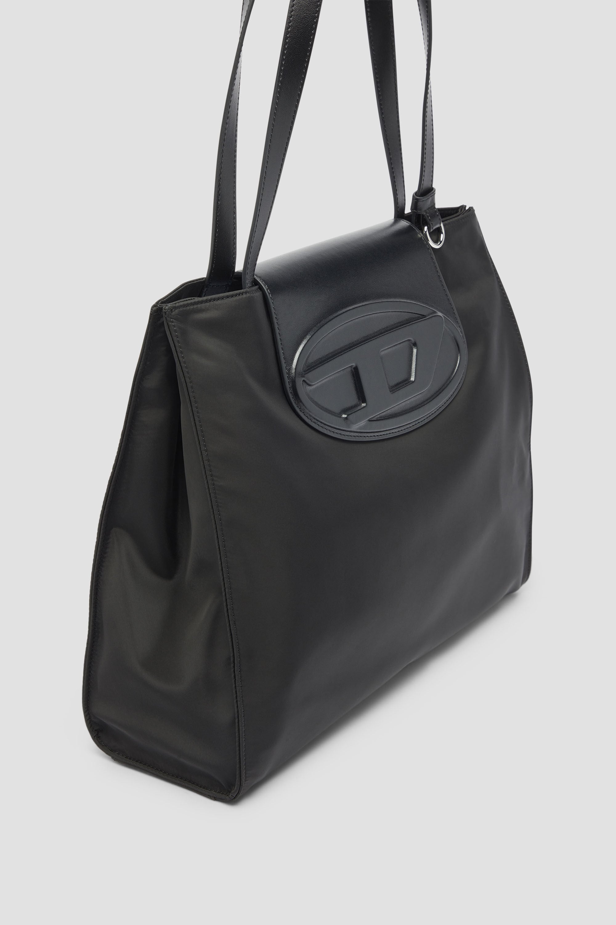 Women's 1DR - Shopping bag in nylon with leather flap | Black