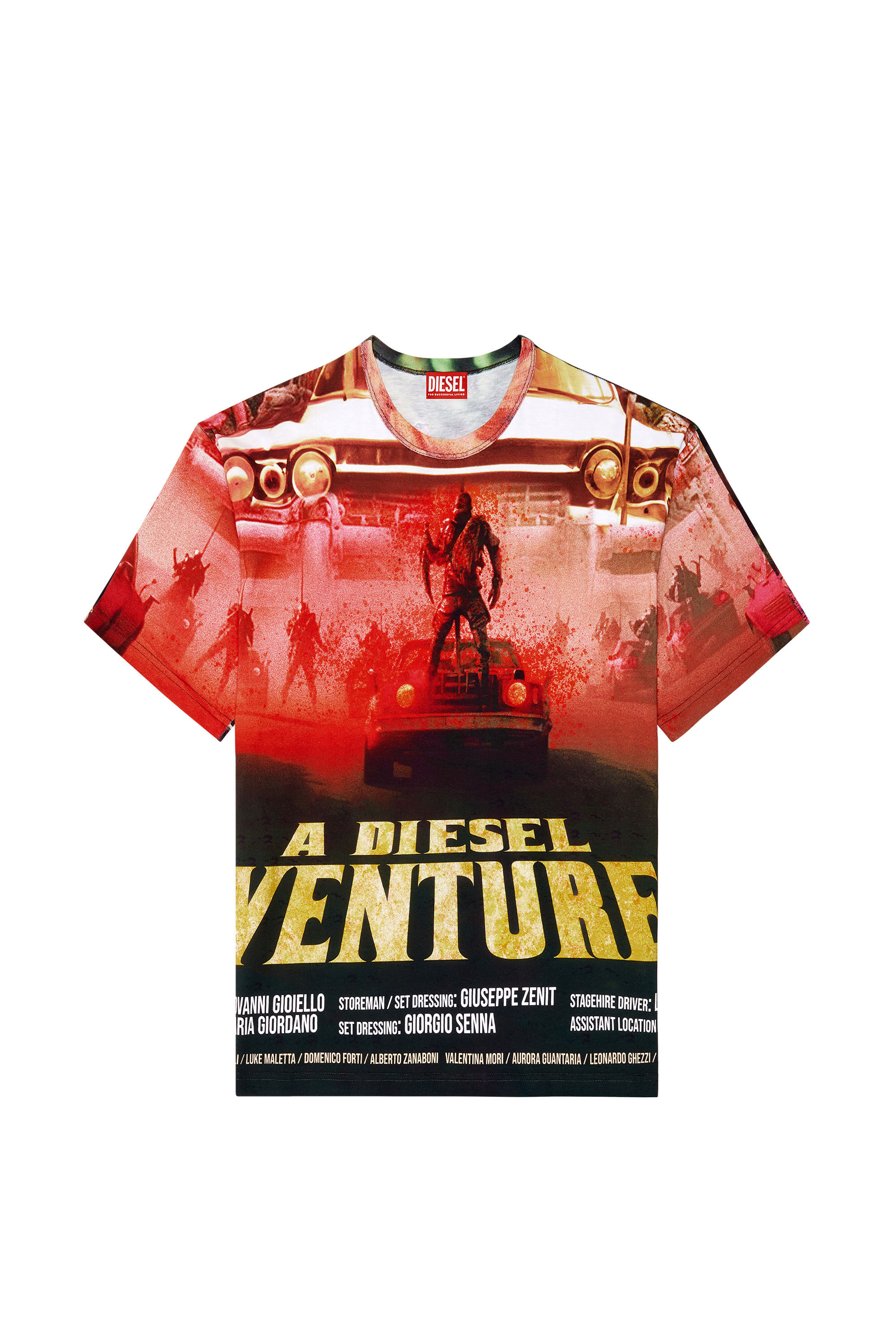 Diesel - T-BOXT-ADVENTURE, Male's T-shirt with Diesel film print in Black/Red - 2