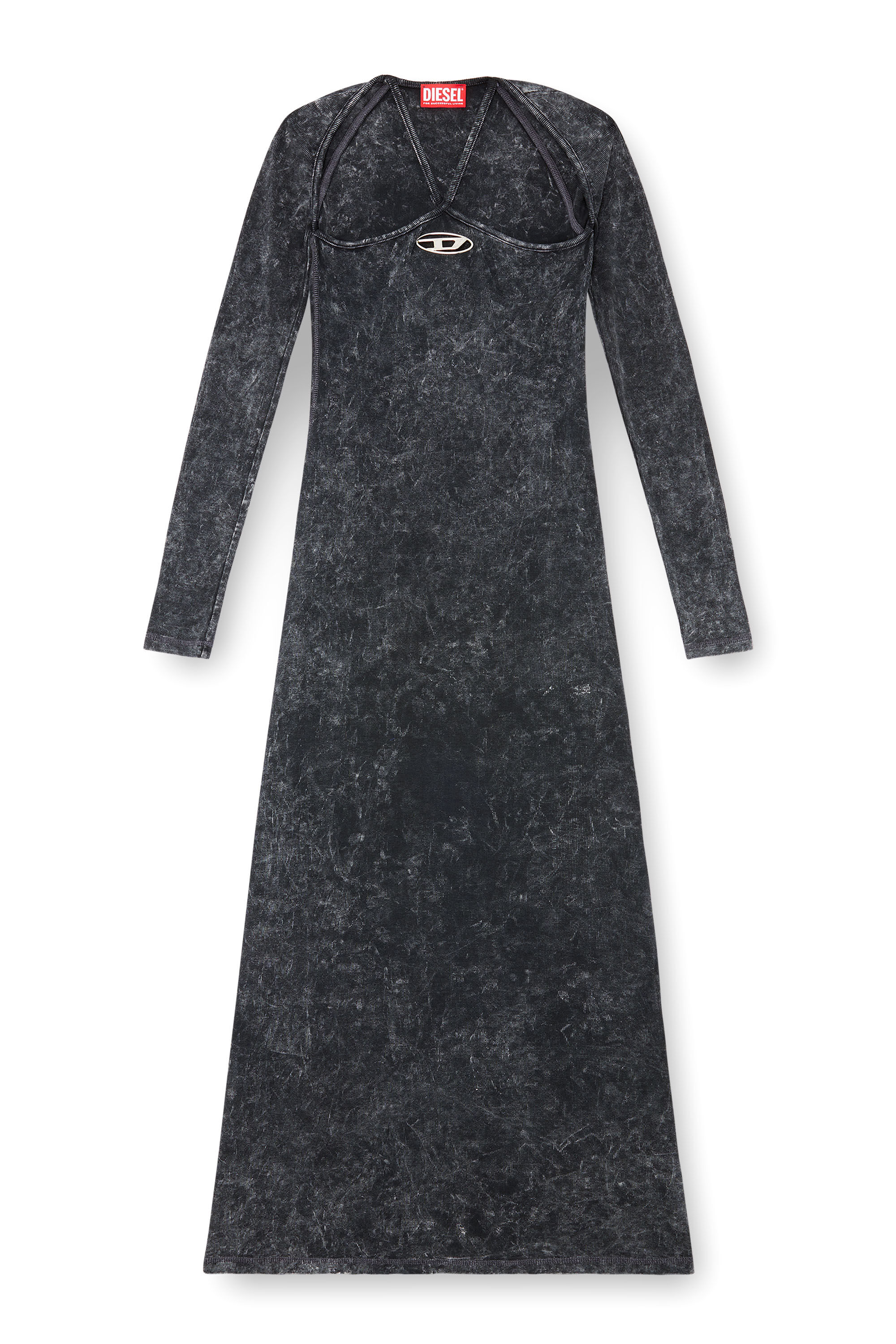 Diesel - D-MARINEL, Robe longue effet marbré Femme in Noir - 2