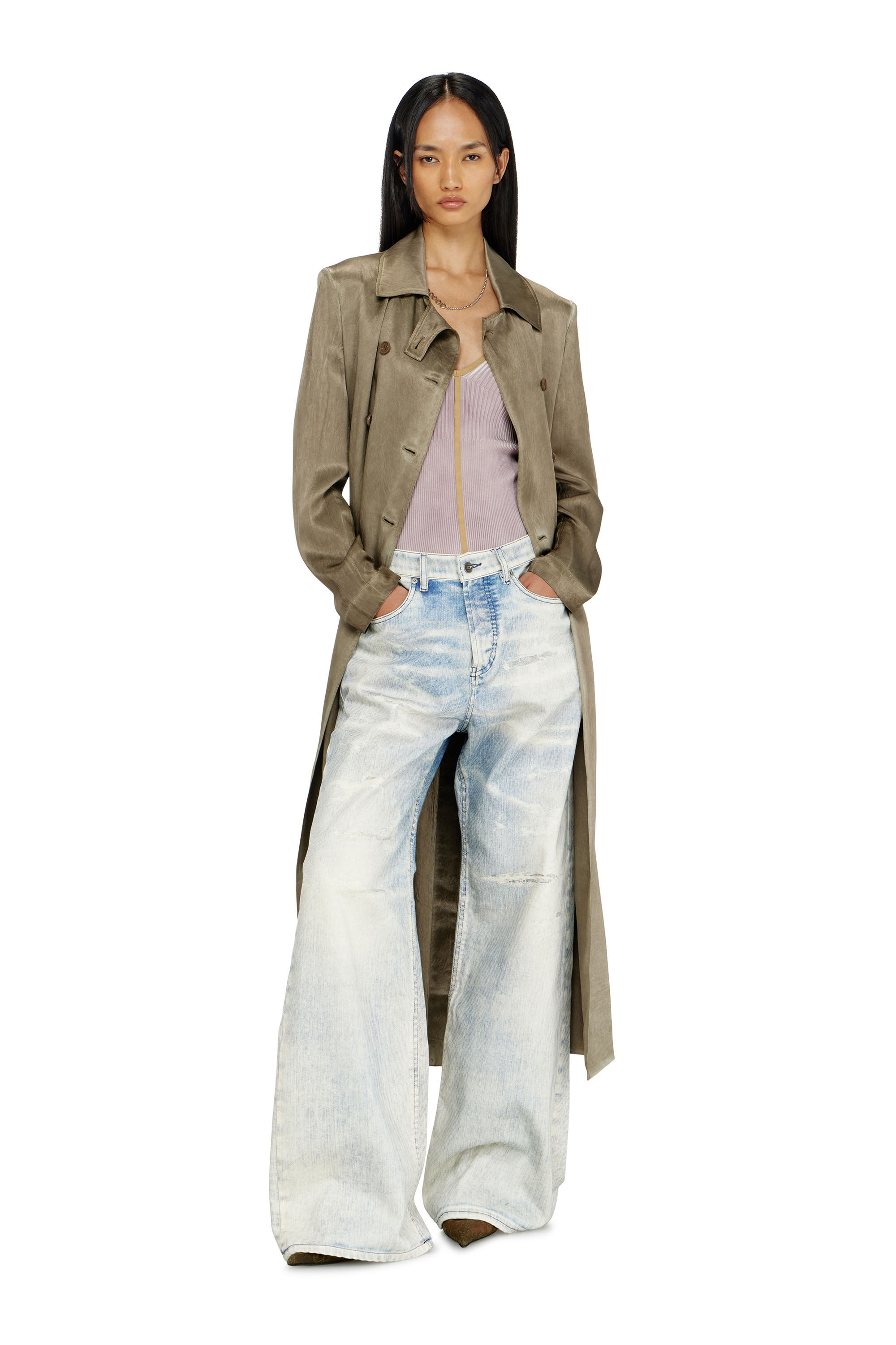 Women's Trench coat in wrinkled satin | Brown | Diesel {{Country}}