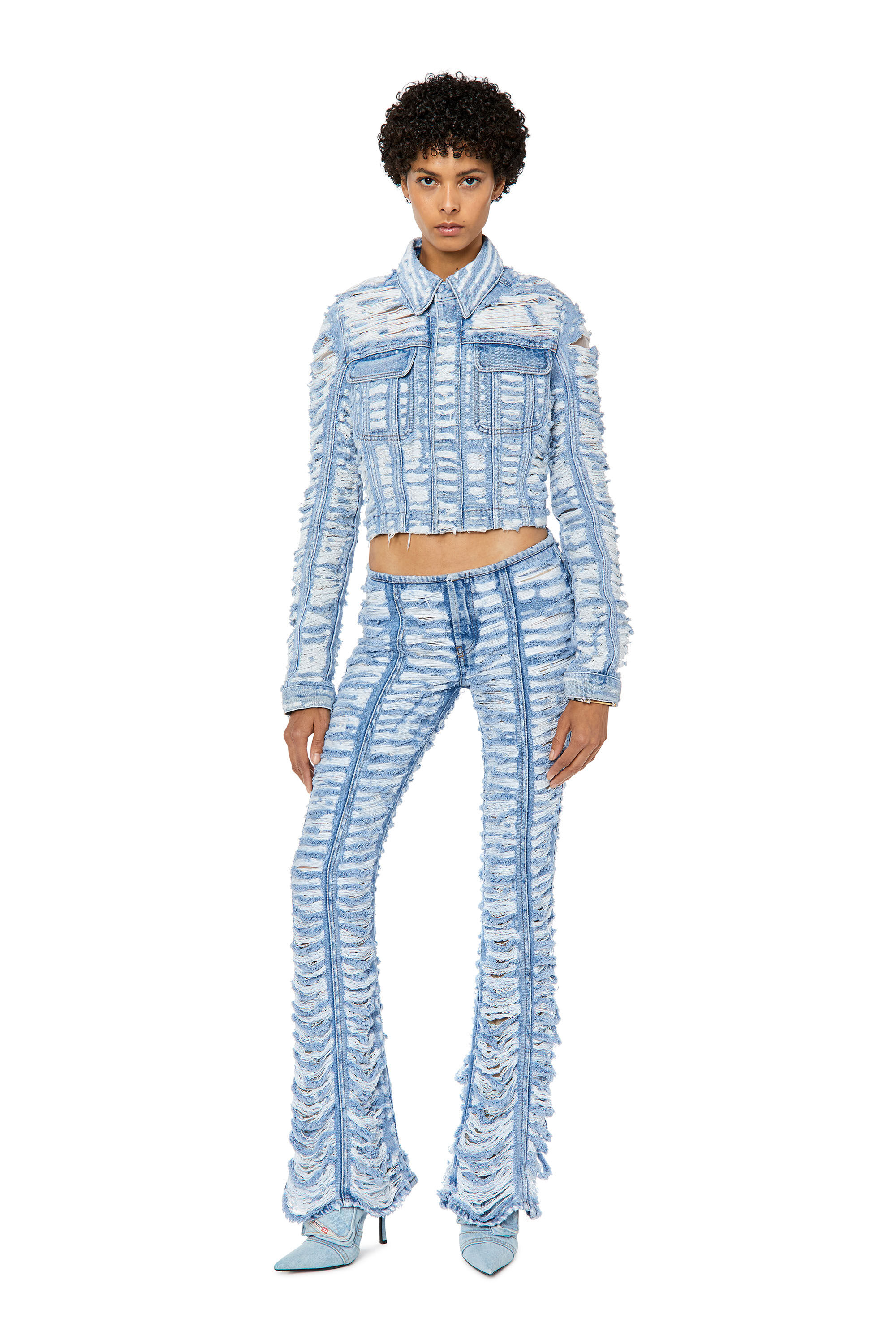 Diesel - DE-SLIMMY-FSC, Veste cropped en denim Tiger Breaks Femme in Bleu - 1