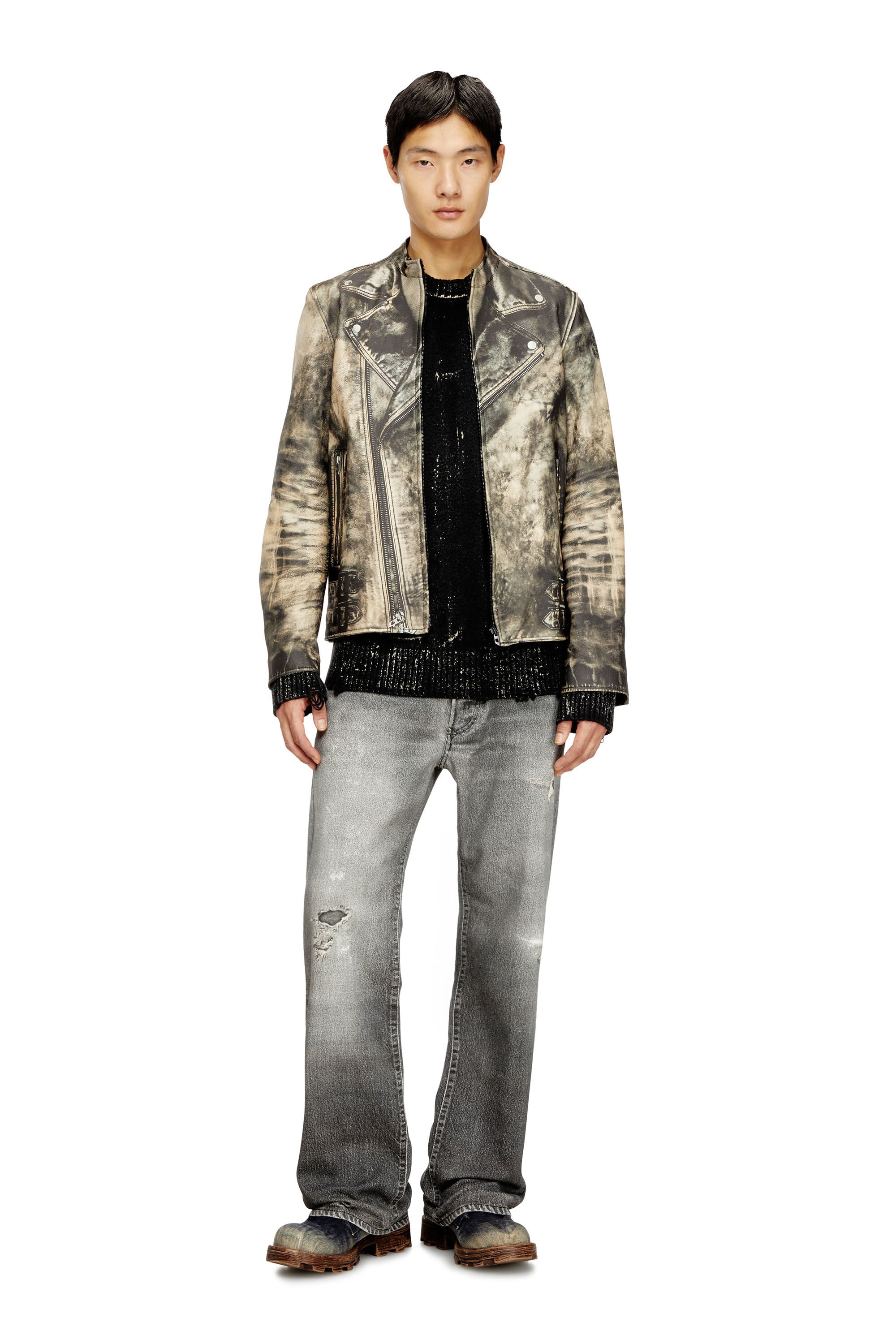 Men's Distressed jumper in wool blend | Black | Diesel US