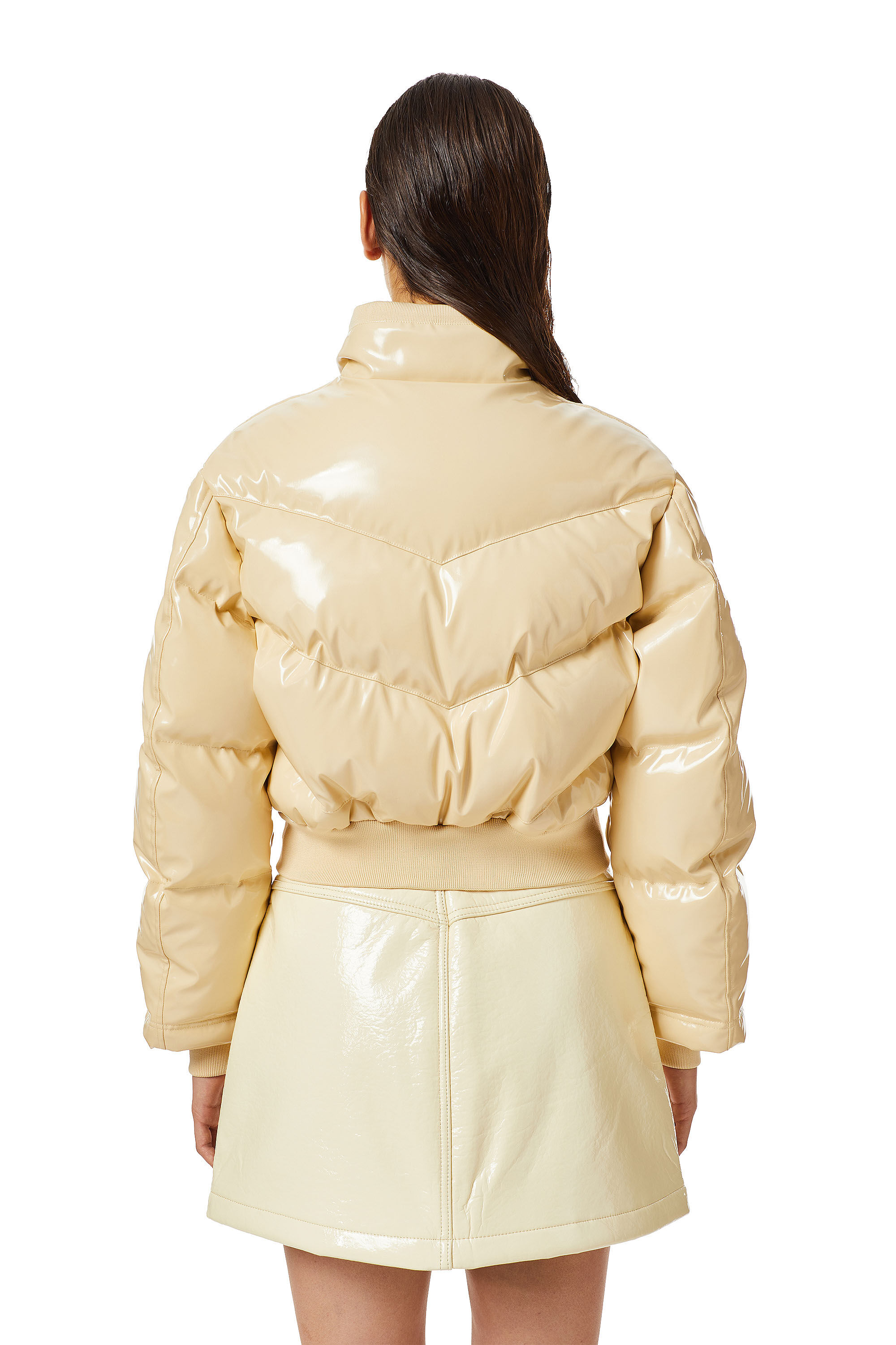 Diesel - W-CREMA, Female's Quilted-vinyl down bomber jacket in Beige - 5