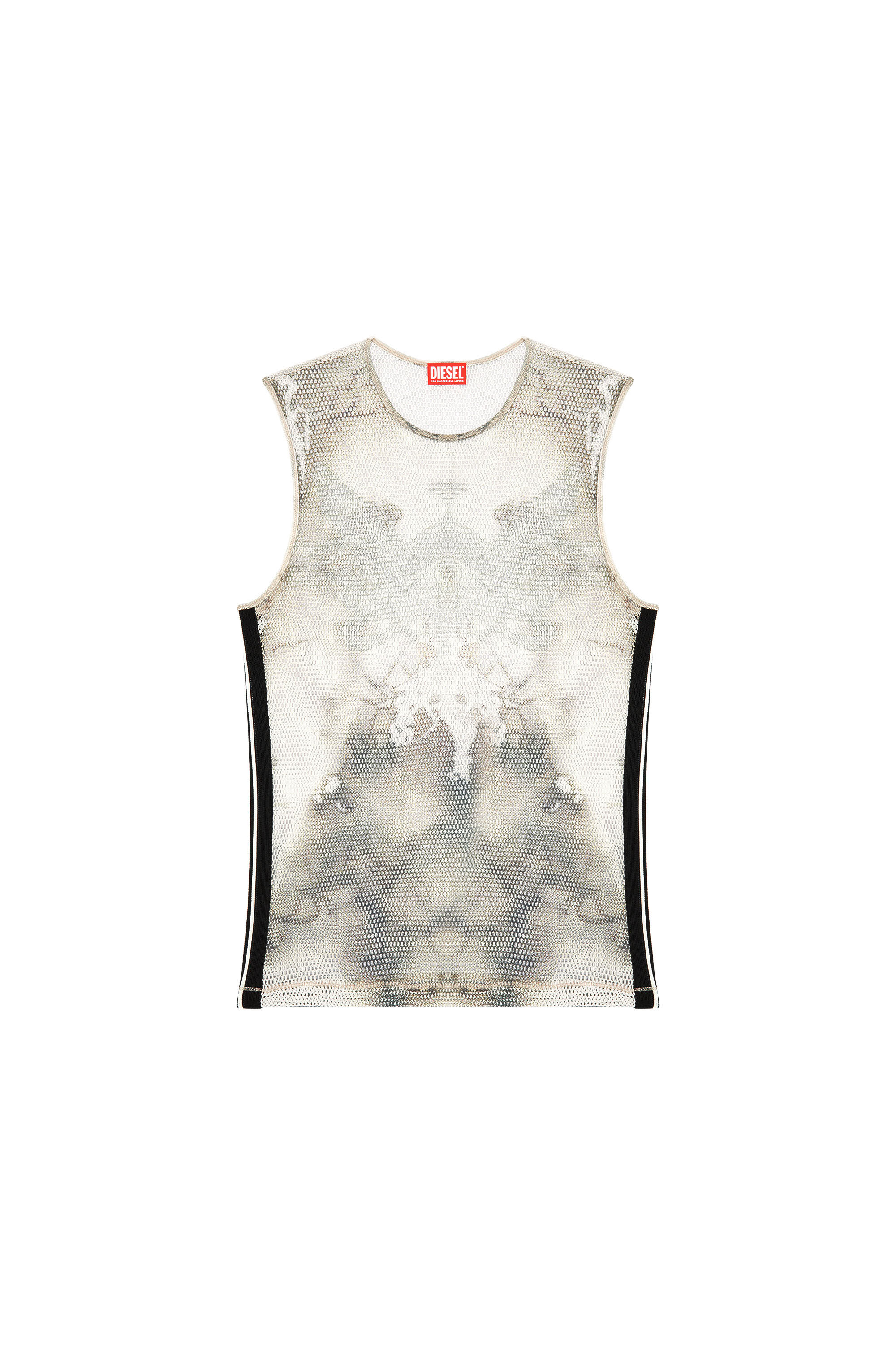 Diesel - T-BISKET, Débardeur en mesh imprimé Homme in Blanc - 2