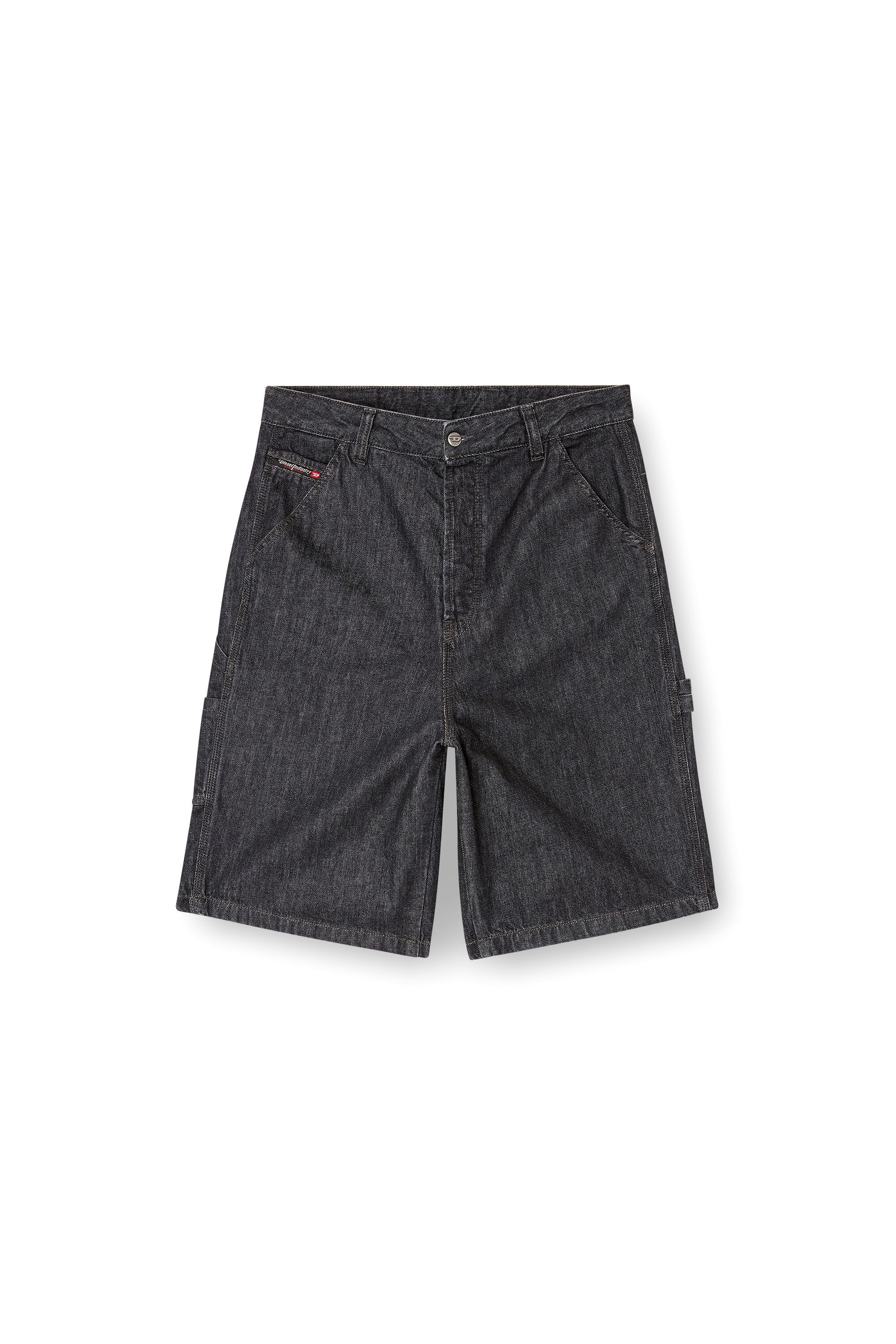 Diesel - D-LIVERY-W-SHORT, Man's Shorts in rinse-wash denim in Black - 4