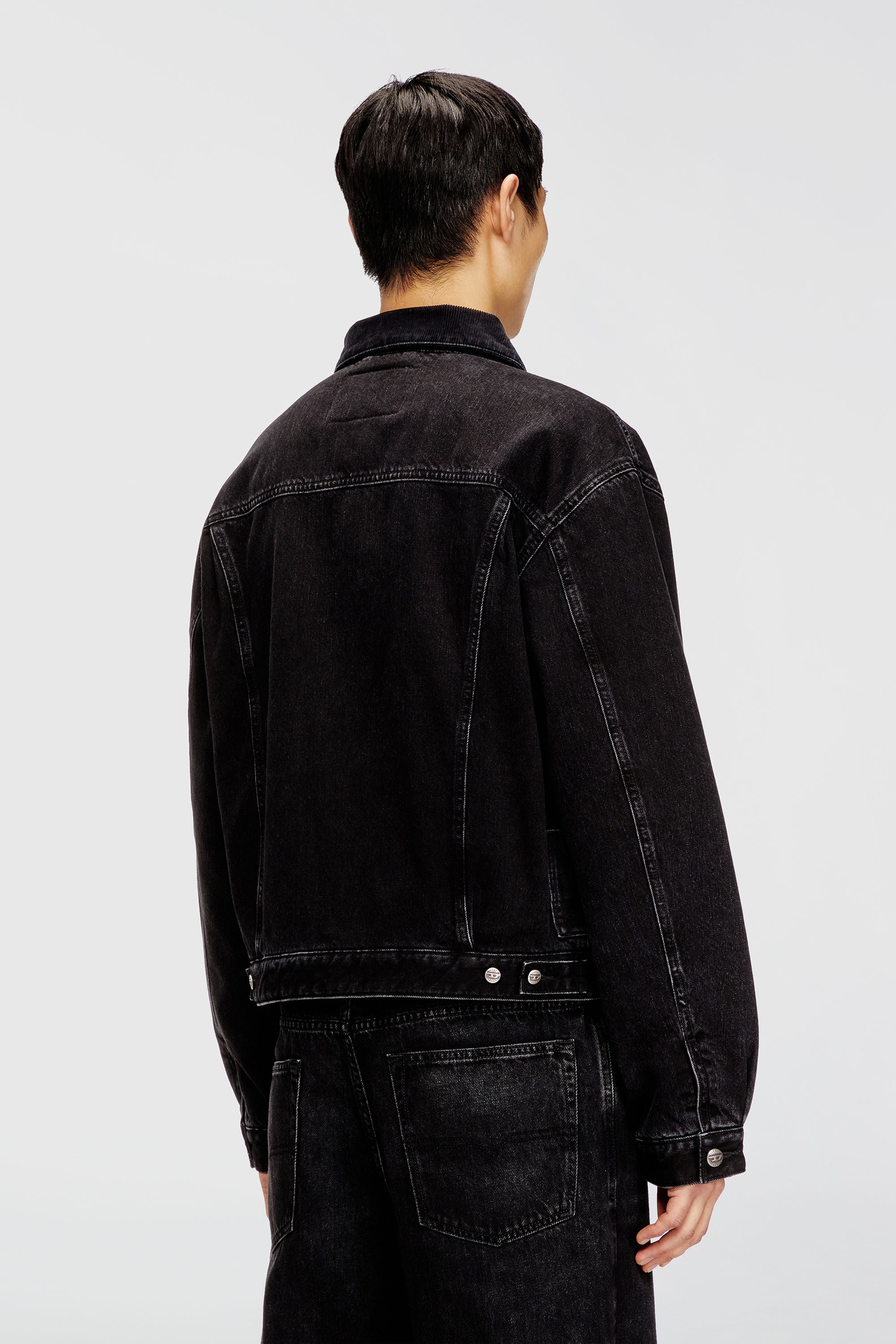 Women's Padded trucker jacket in denim | Black | Diesel {{Country}}