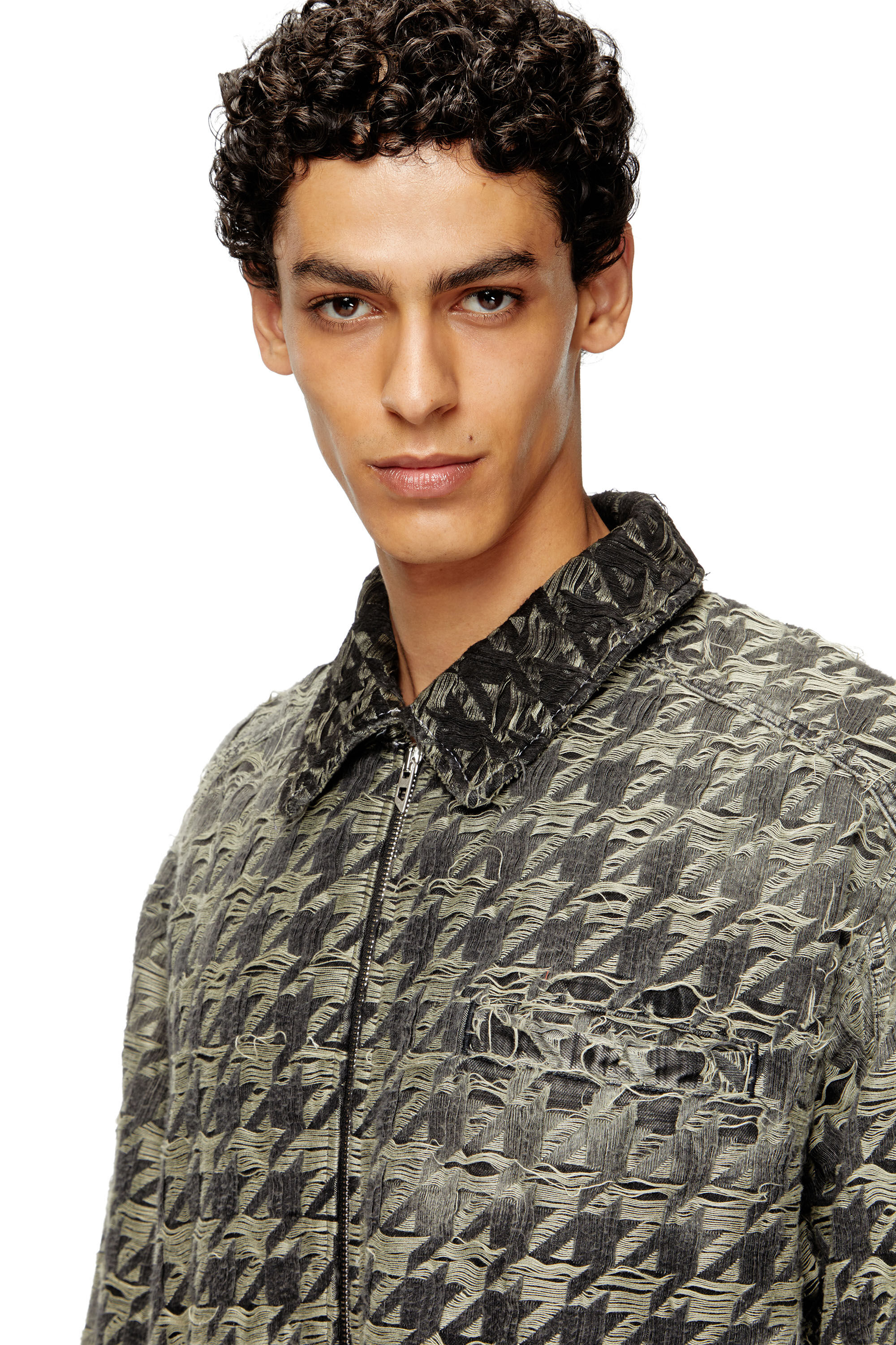 Diesel - D-ELMO-FSH, Veste en denim tissé pied-de-poule Homme in Noir - 4