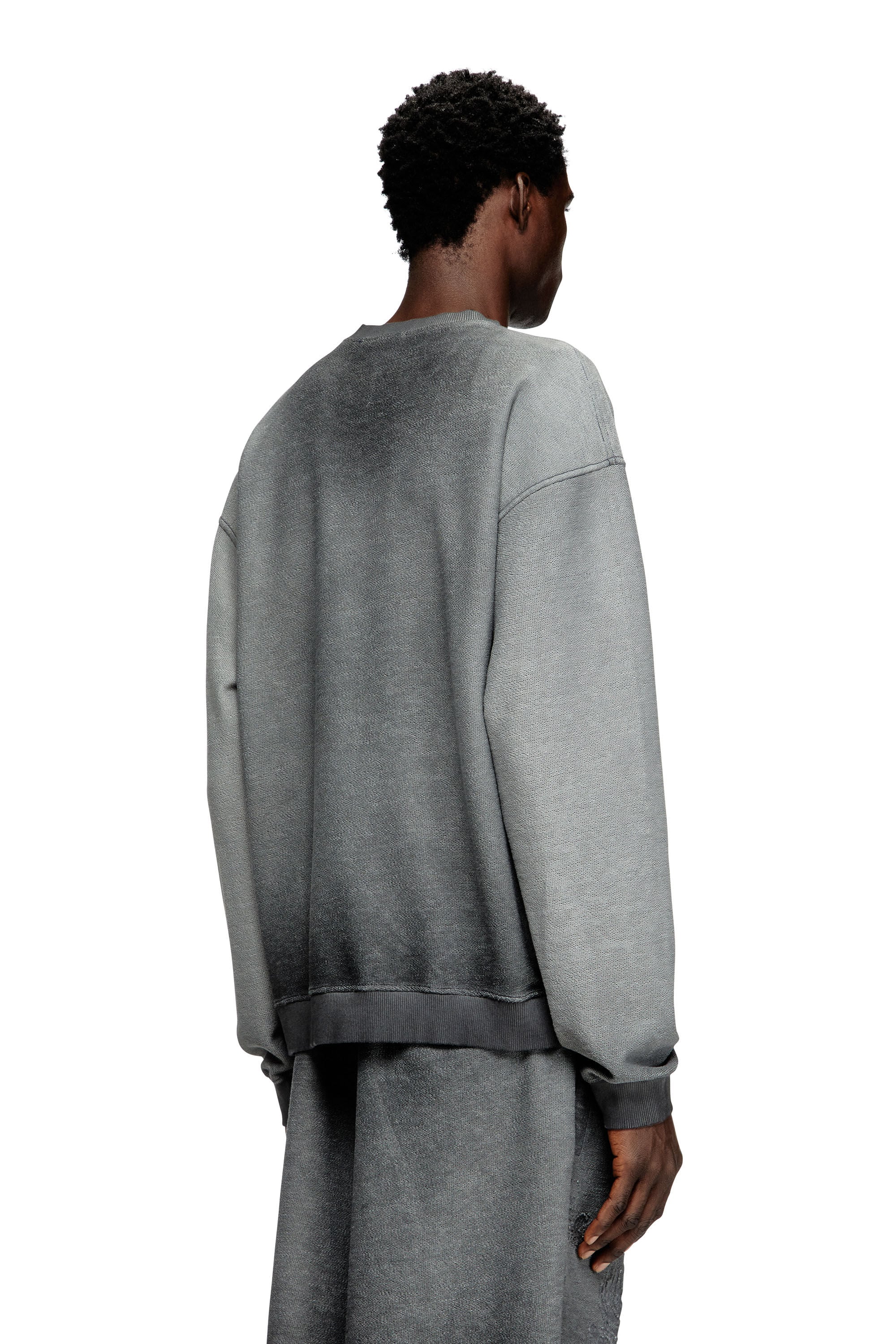 Men's Faded sweatshirt with devoré Phoenix logo | Grey | Diesel US