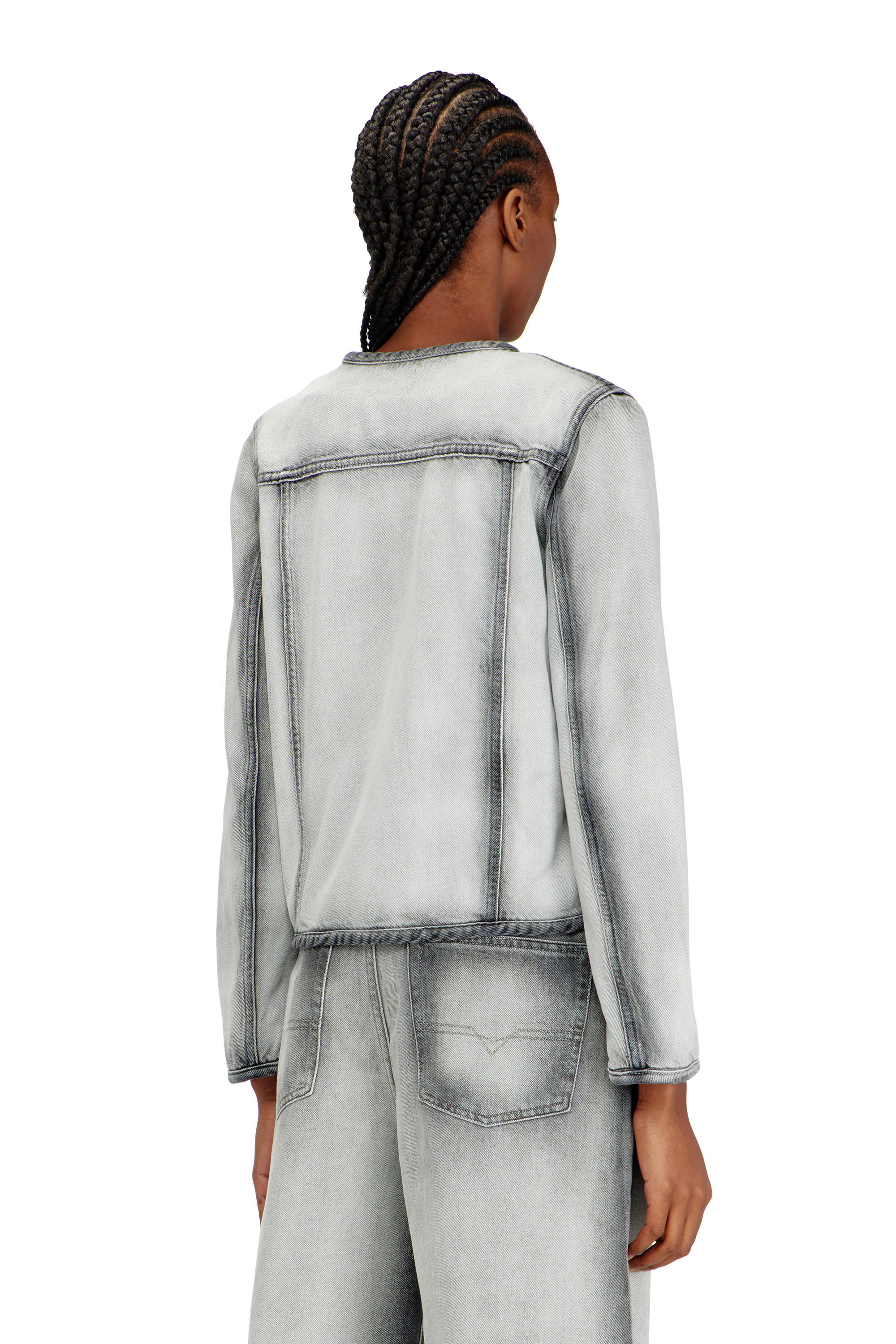 Women's Jacket in soft skeleton denim | Grey | Diesel {{Country}}