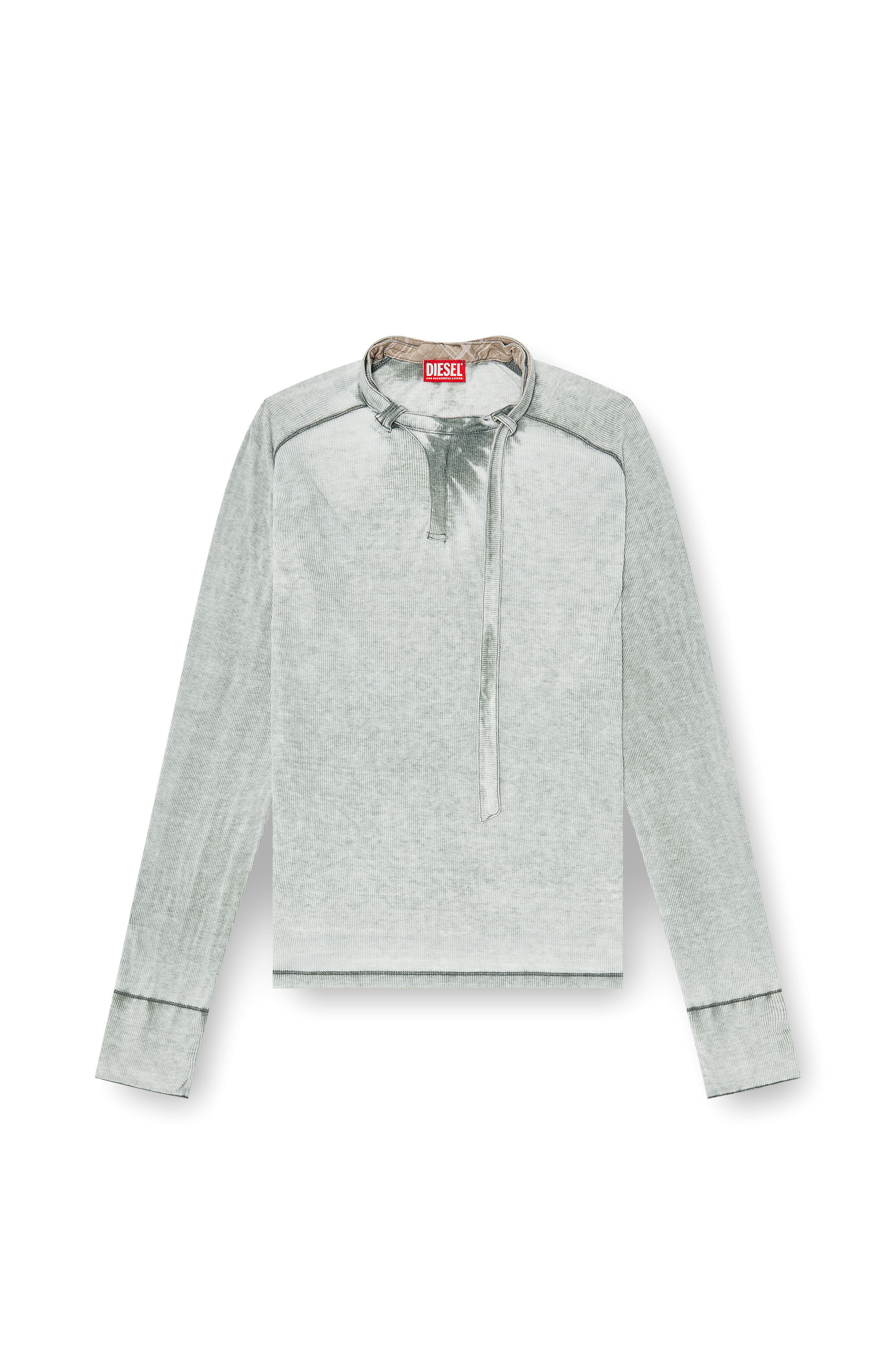 DIESEL 長袖トップス T-RIBS Men's Rib-jersey top with biker neck strap | Grey | Diesel